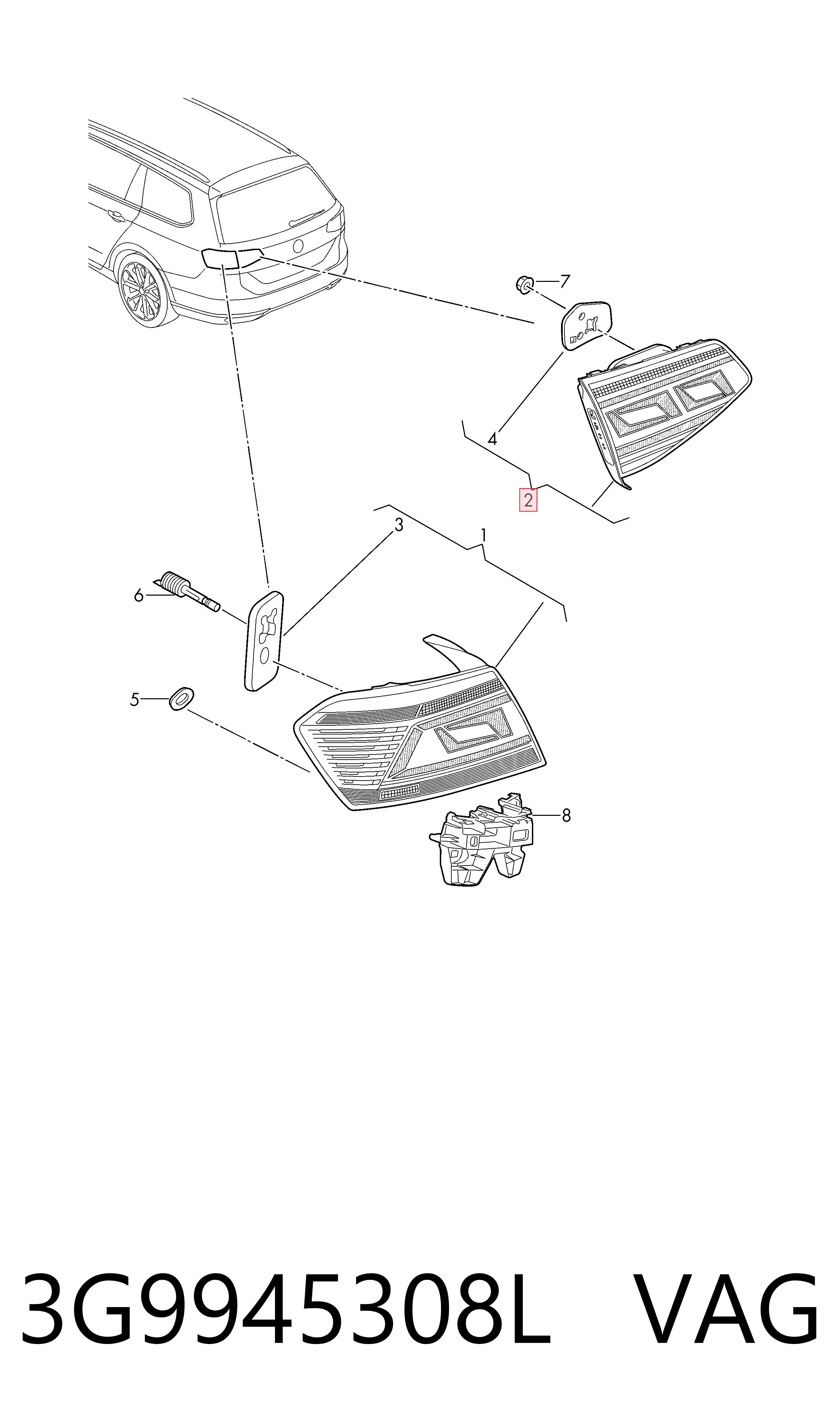 3G9945308L VAG Фара задняя правая внутренняя