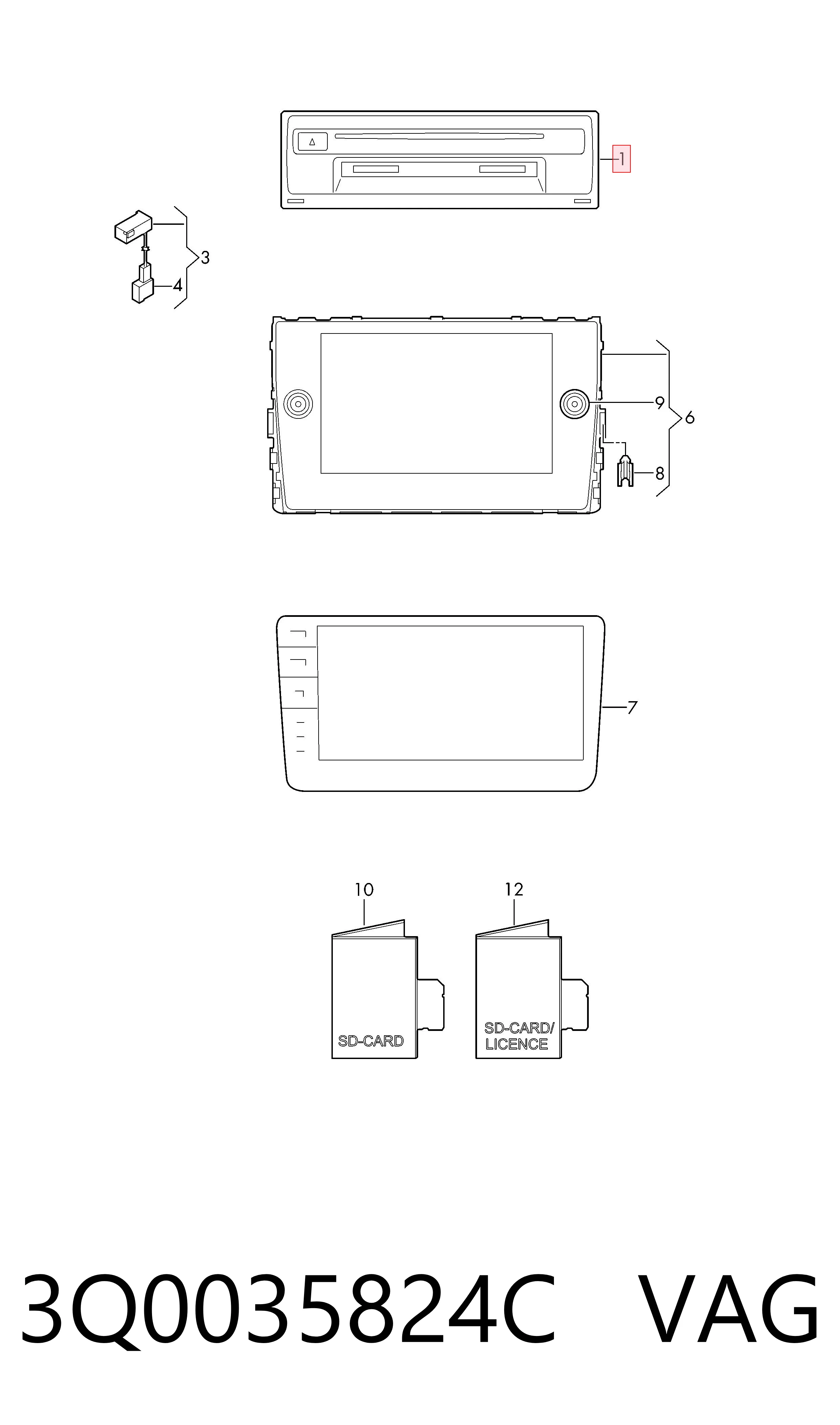 Блок управления мультимедийный VAG 3Q0035824C цена, от 74.22 USD