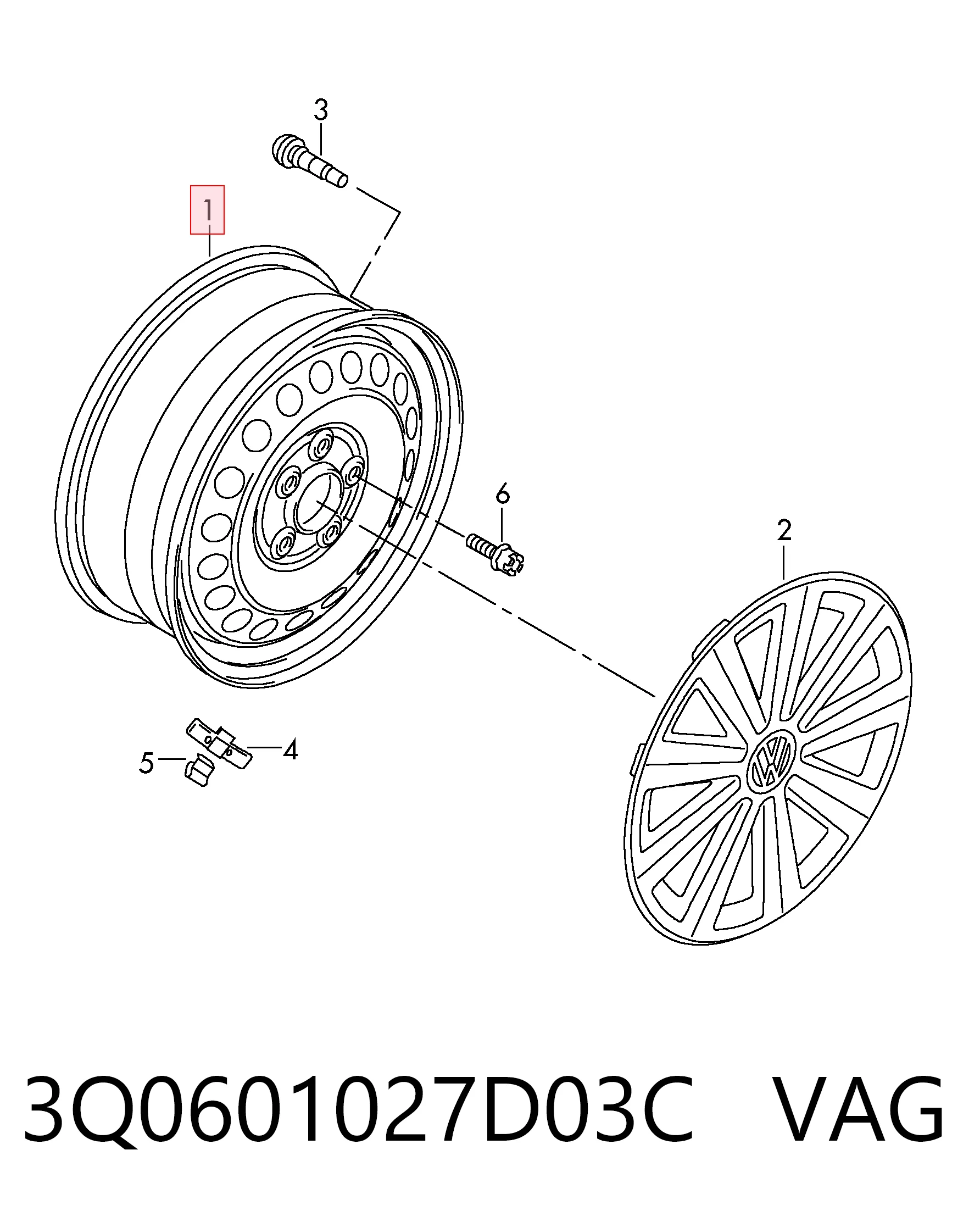 3Q0601027D03C VAG Диски стальные