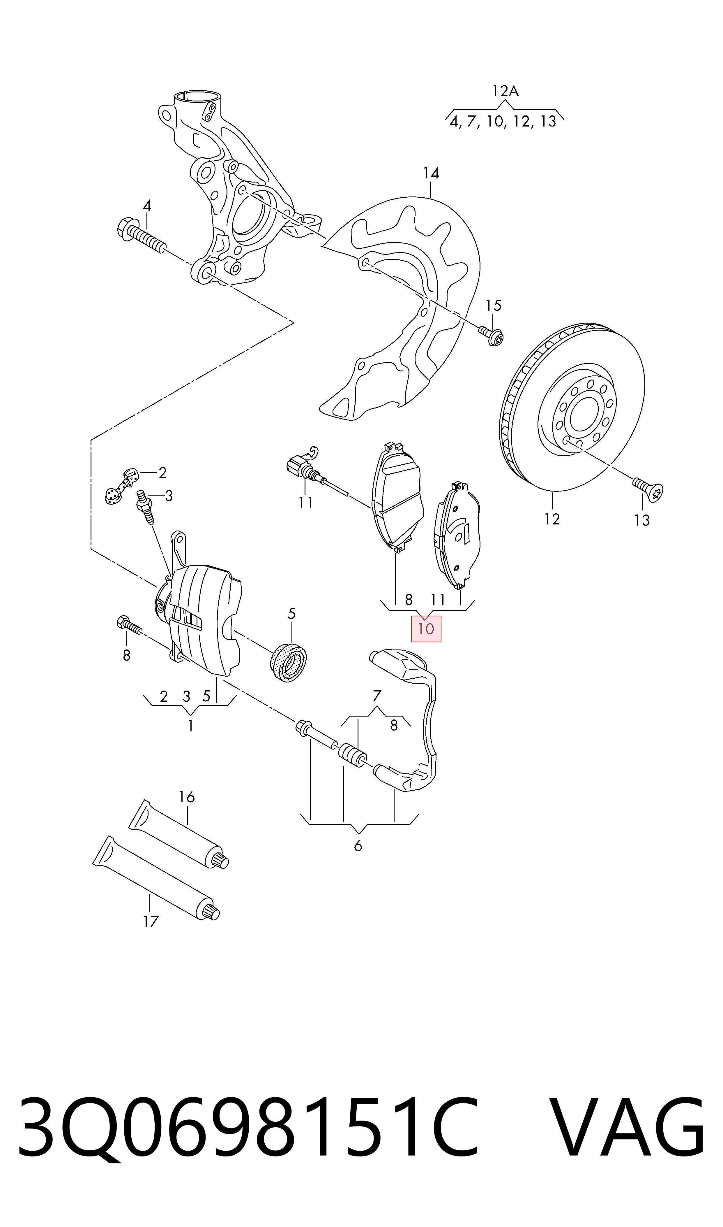 3Q0698151C VAG Колодки передние