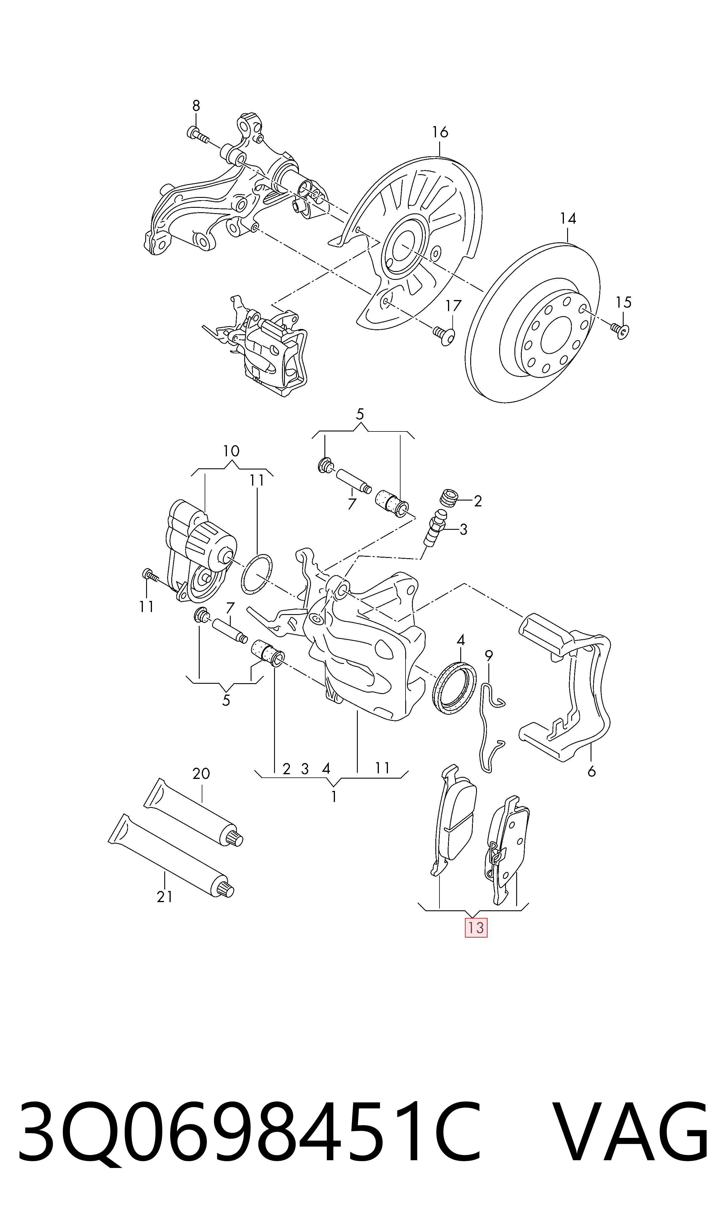 Колодки дисковые  VAG 3Q0698451C цена, от 55.83 USD