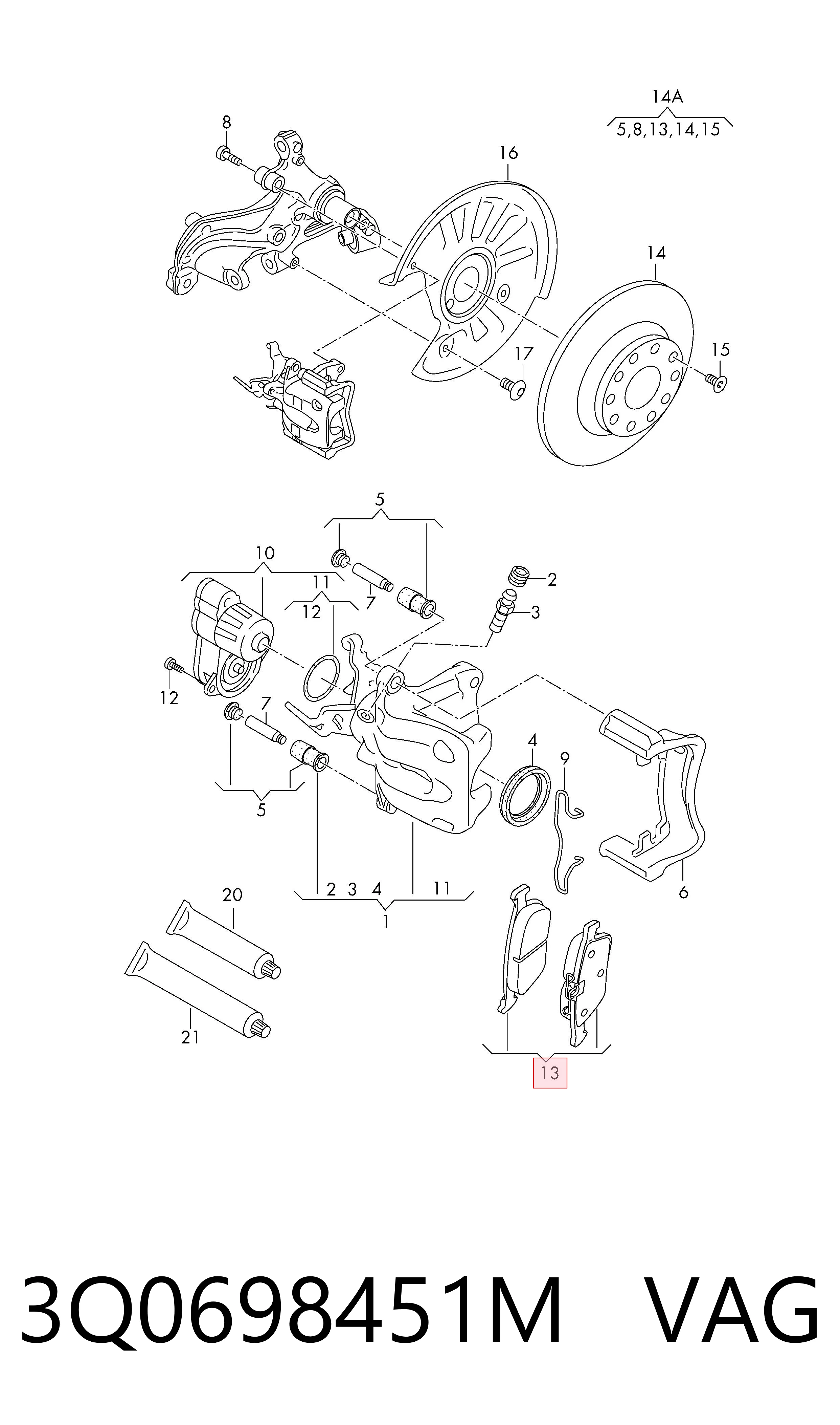 Колодки дисковые  VAG 3Q0698451M цена, от 72.11 USD