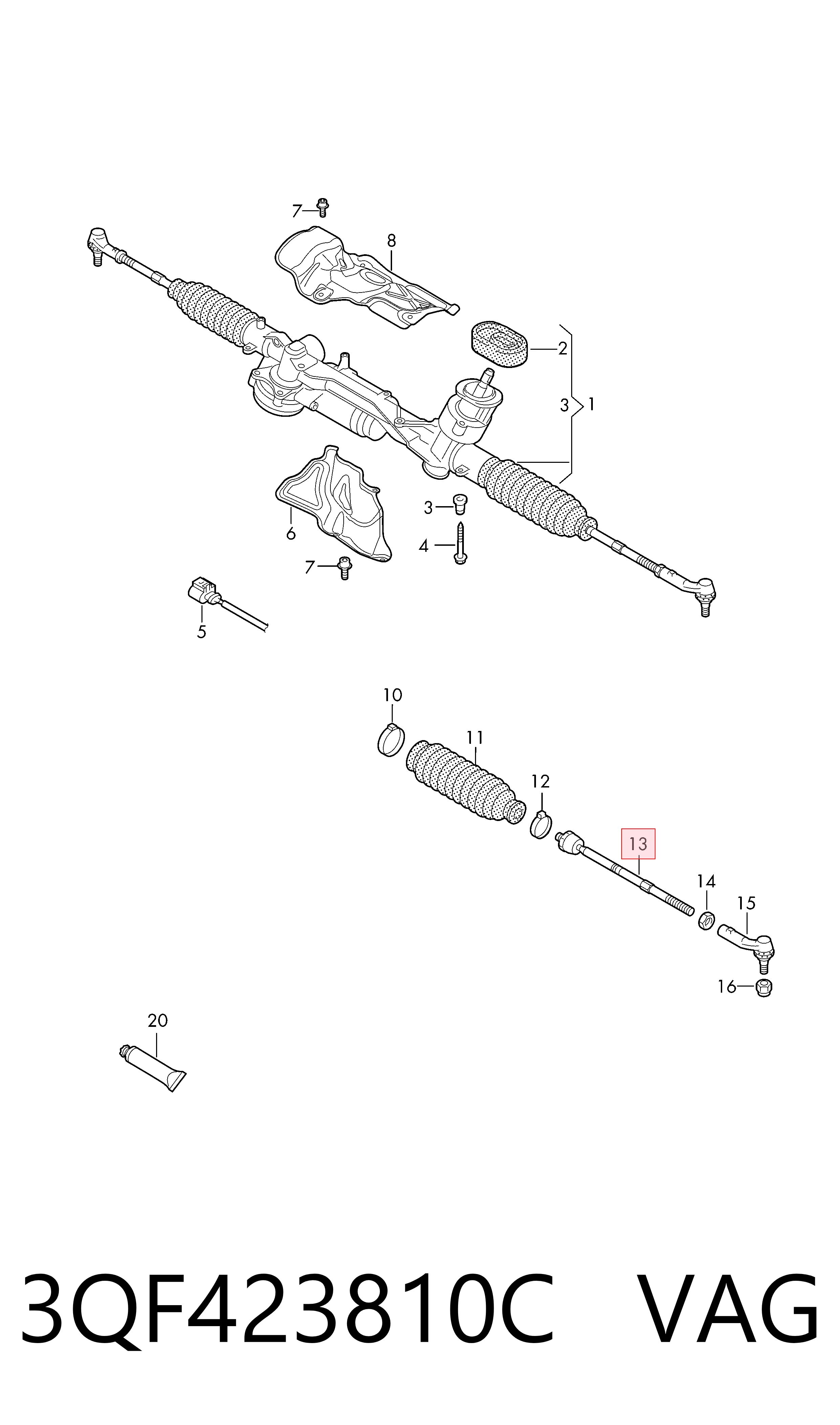 Рулевая тяга VAG 3QF423810C цена, от 50.68 USD