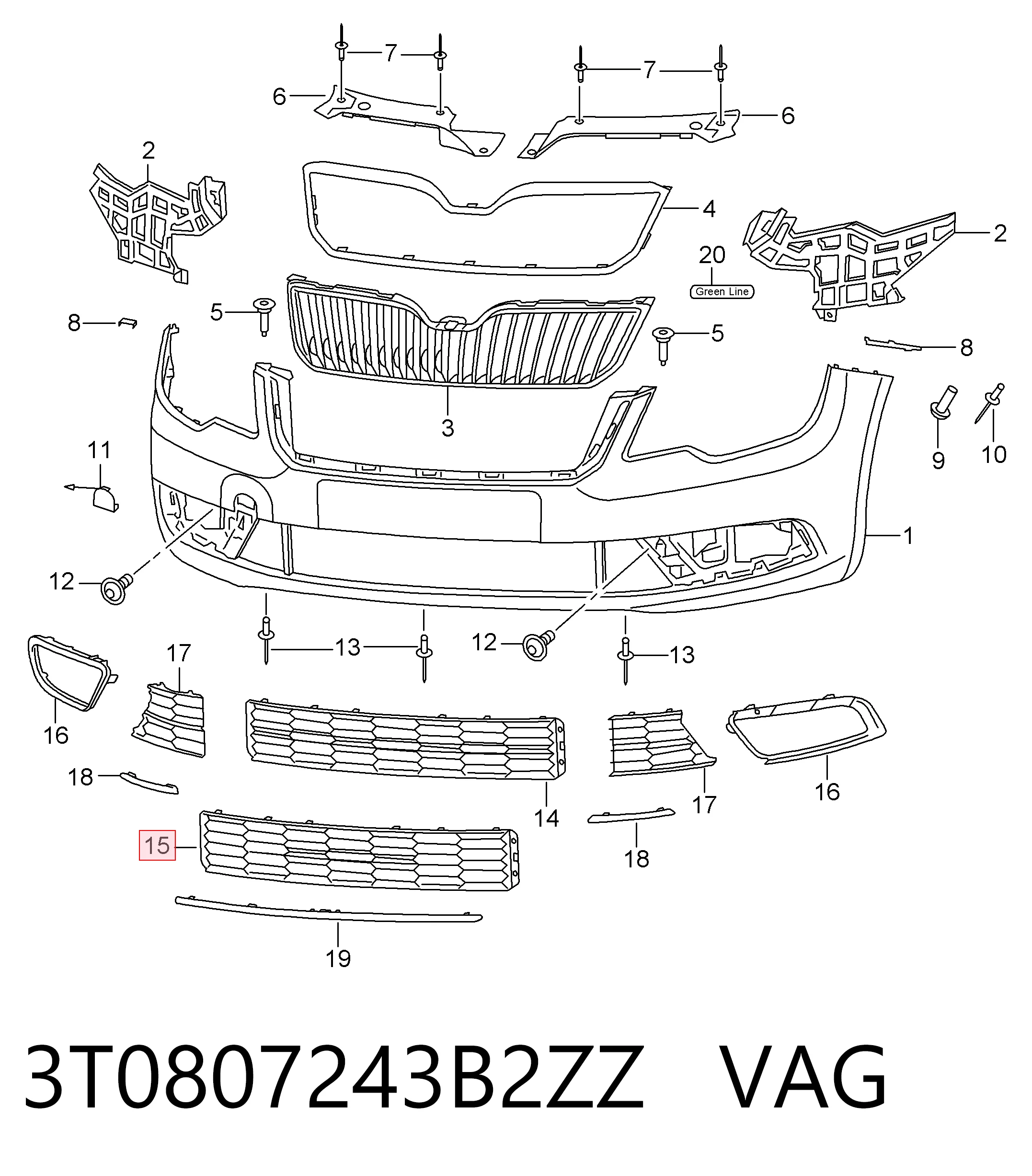Решетка бампера переднего центральная AND 30807015 цена, от 24.38 USD