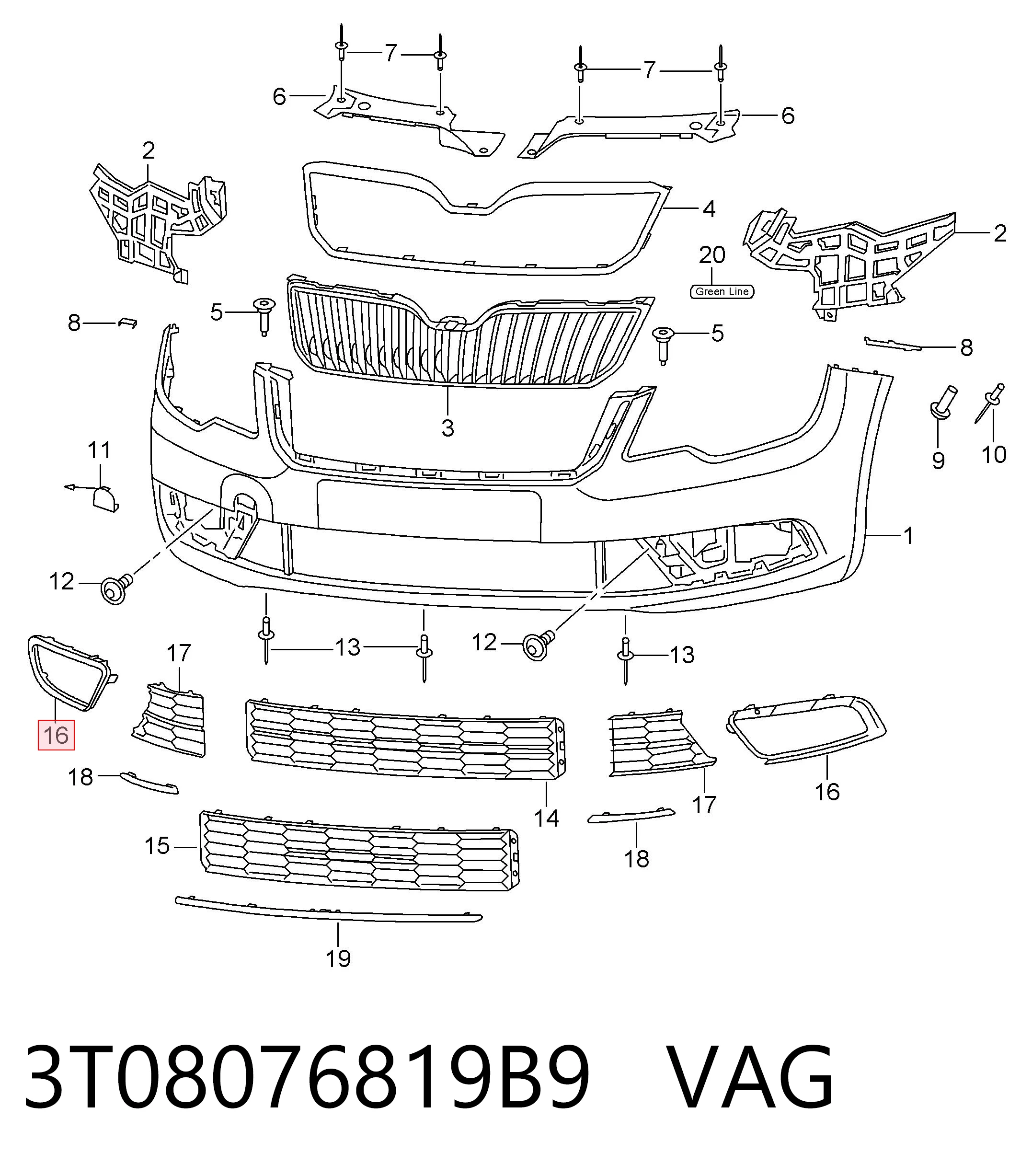 Оправа туманки Diamond/DPA 3T0807681 цена, от 5.50 USD