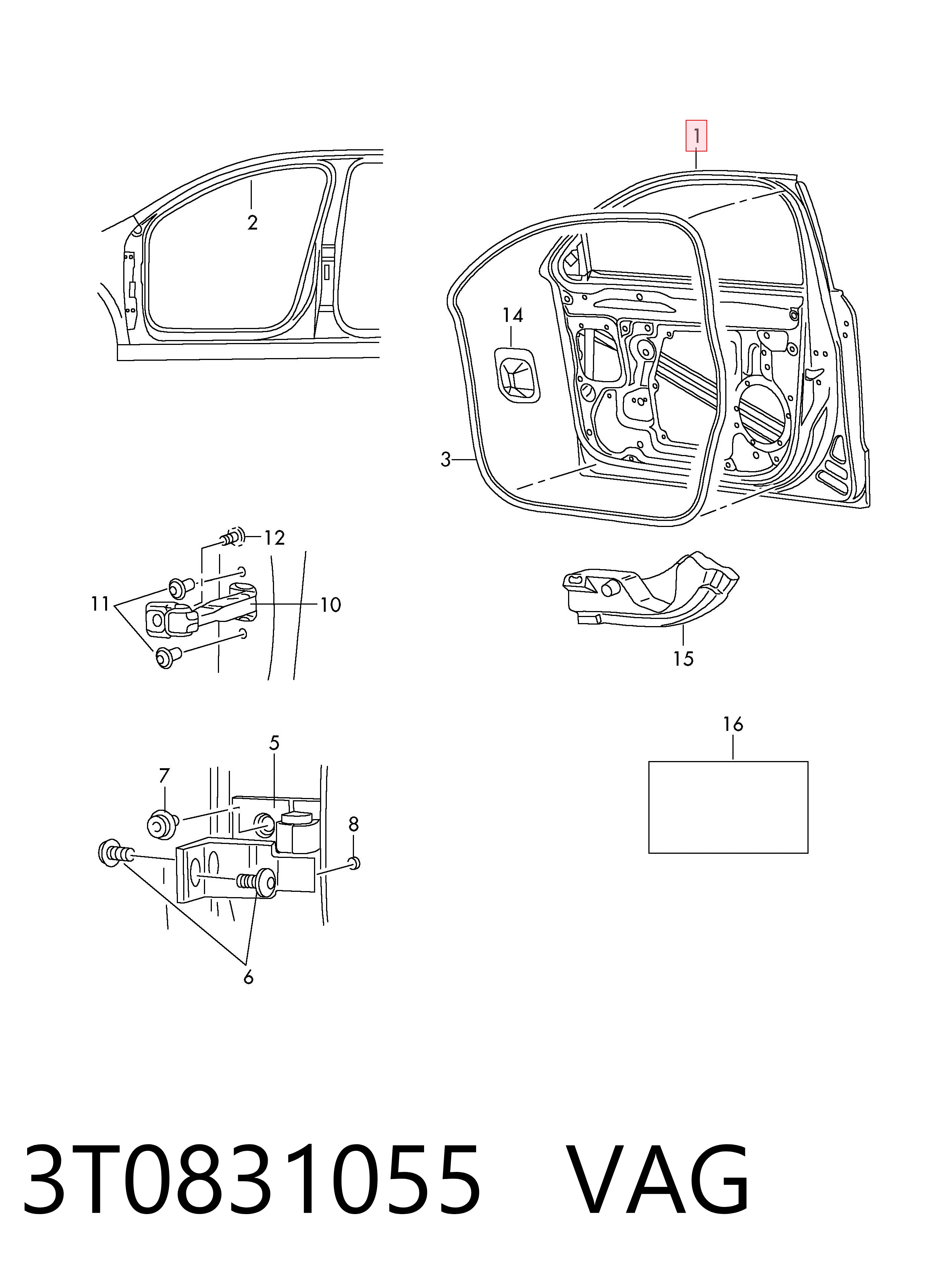 3T0831055 VAG Водительская дверь