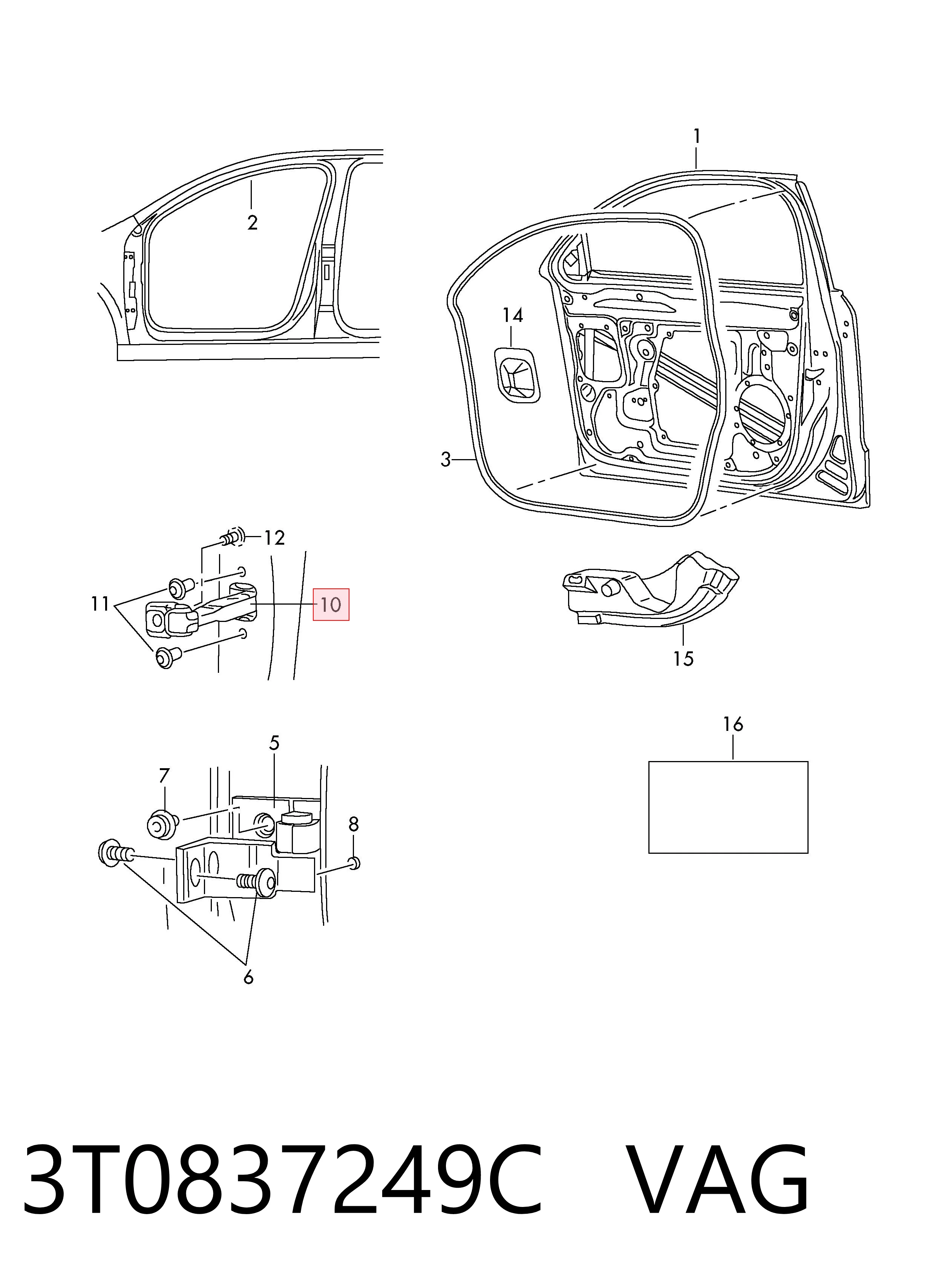 3T0837249C VAG Ограничитель открывания двери