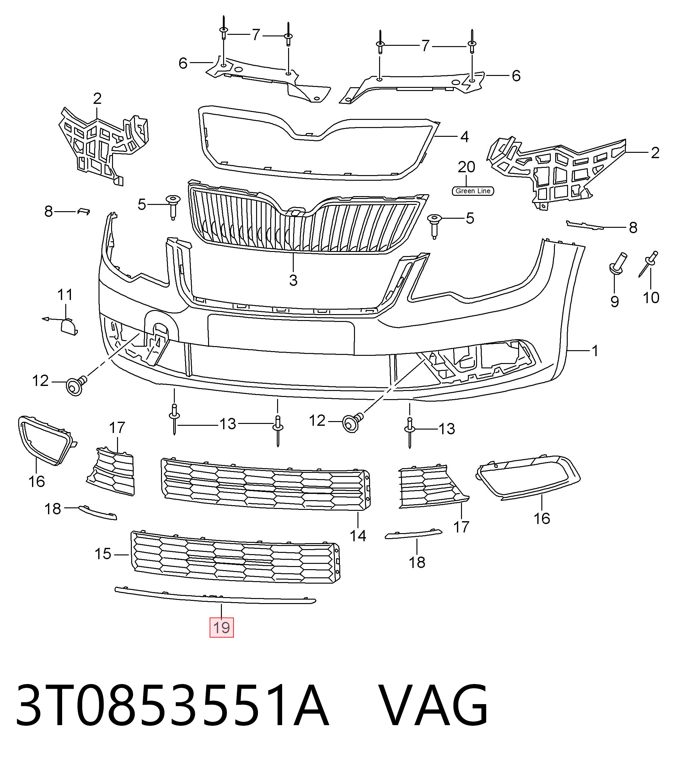 Молдинг решетки бампера переднего нижний AND 30853284 цена, от 10.99 USD