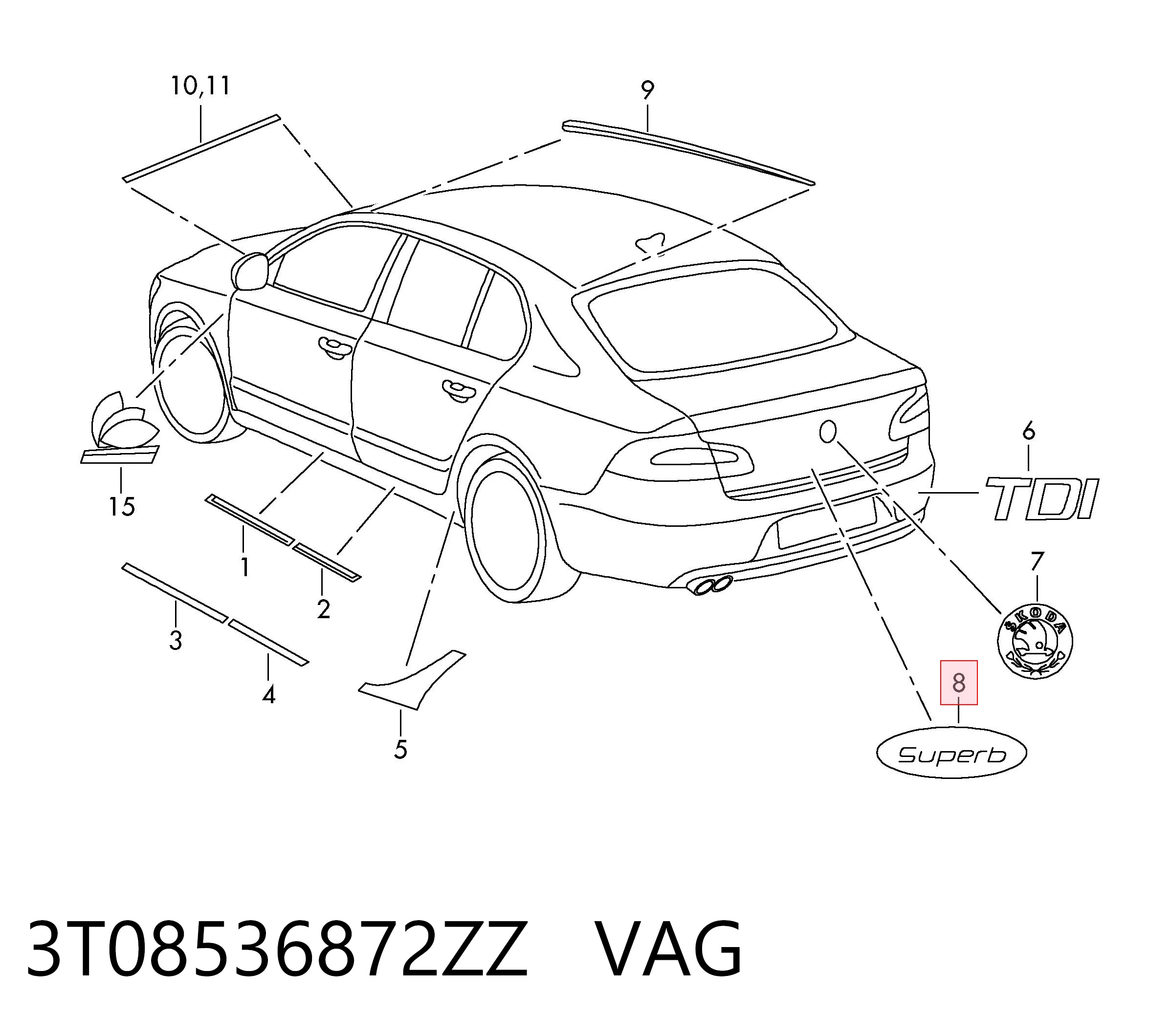 3T08536872ZZ VAG Фирменный значек на багажник