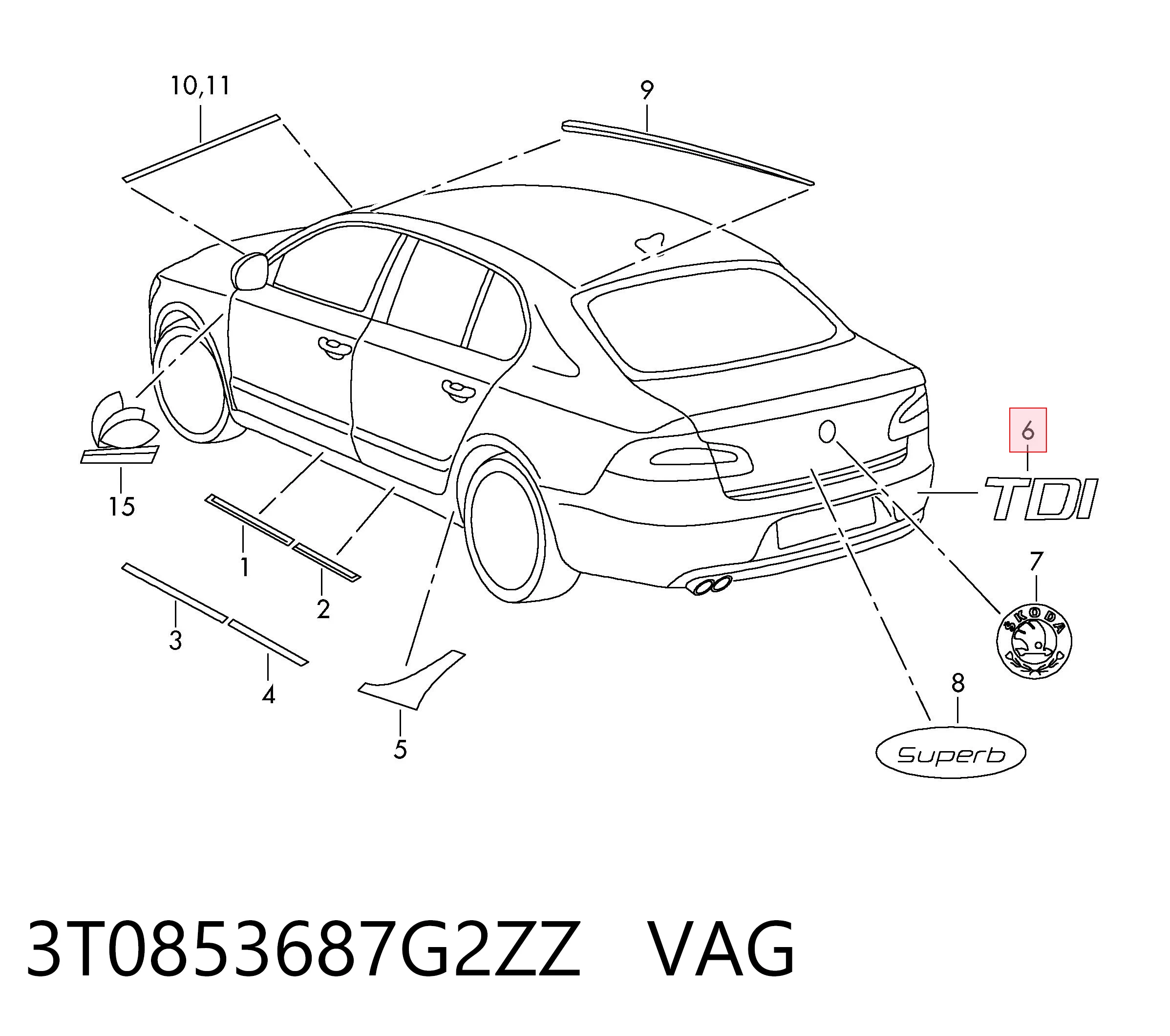 3T0853687G2ZZ VAG Фирменный значек на багажник