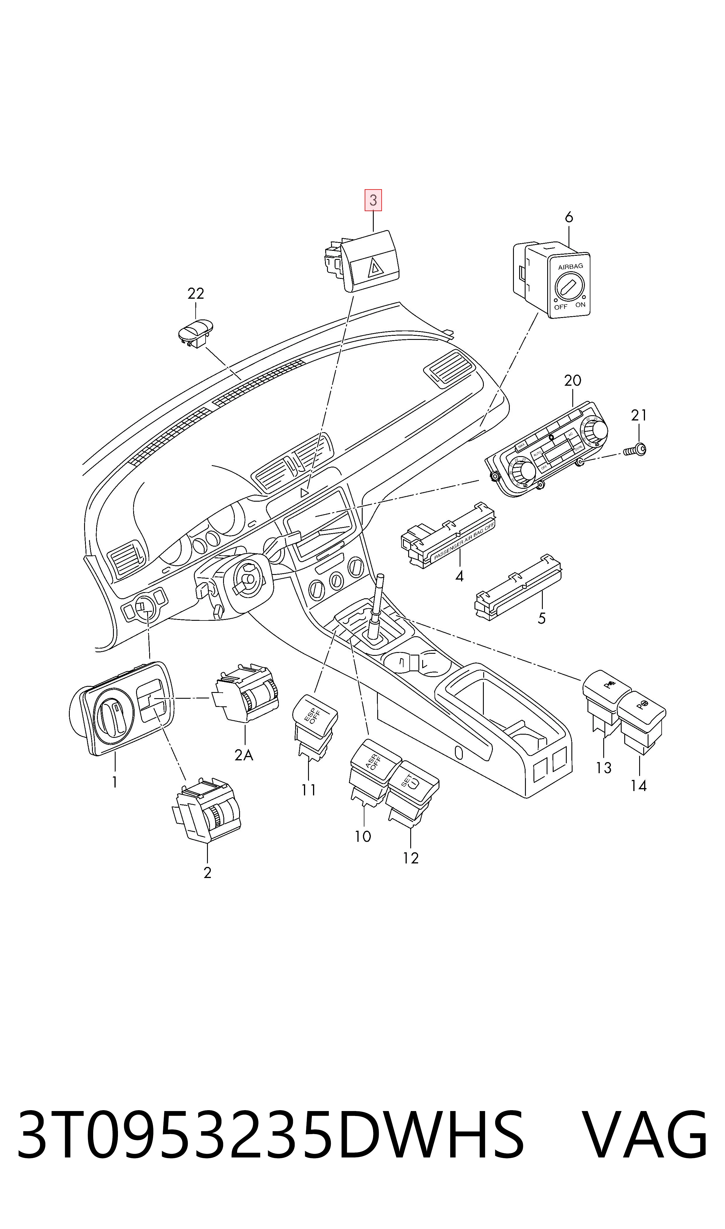3T0953235DWHS VAG Аварийная кнопка