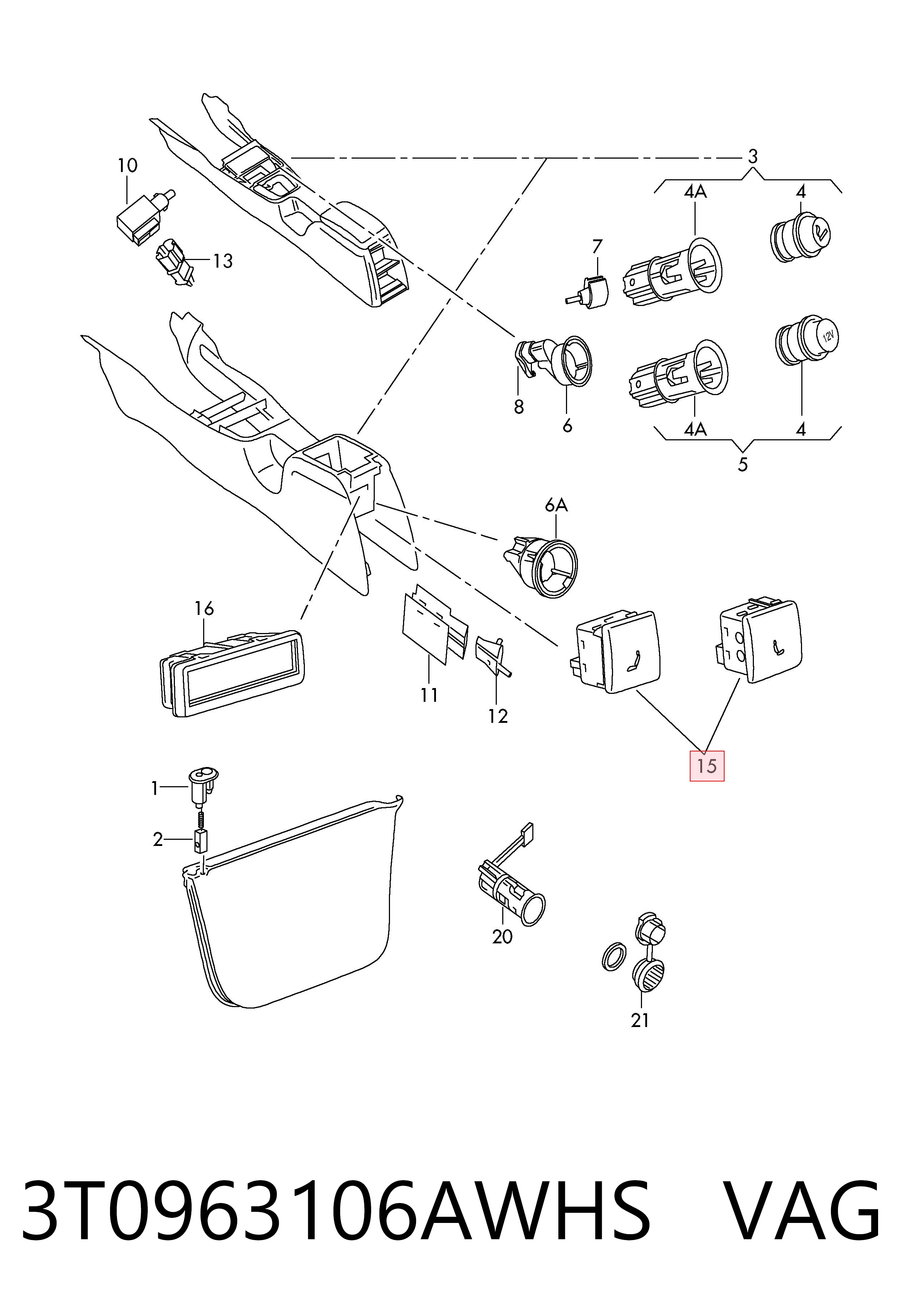 3T0963106AWHS VAG Кнопка включения обогрева сидения