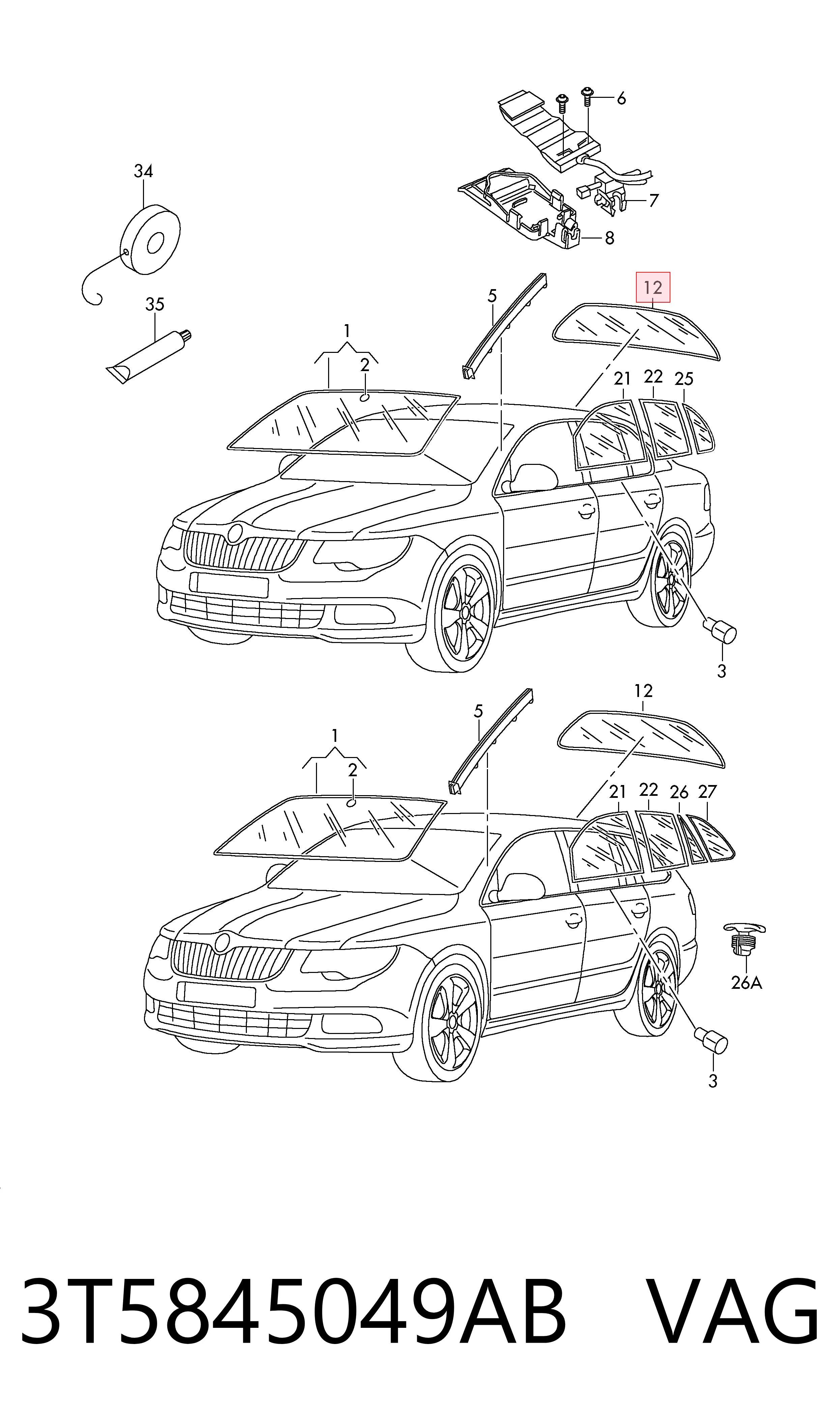 Автомобильное стекло заднее на Skoda SuperB II 3T4
