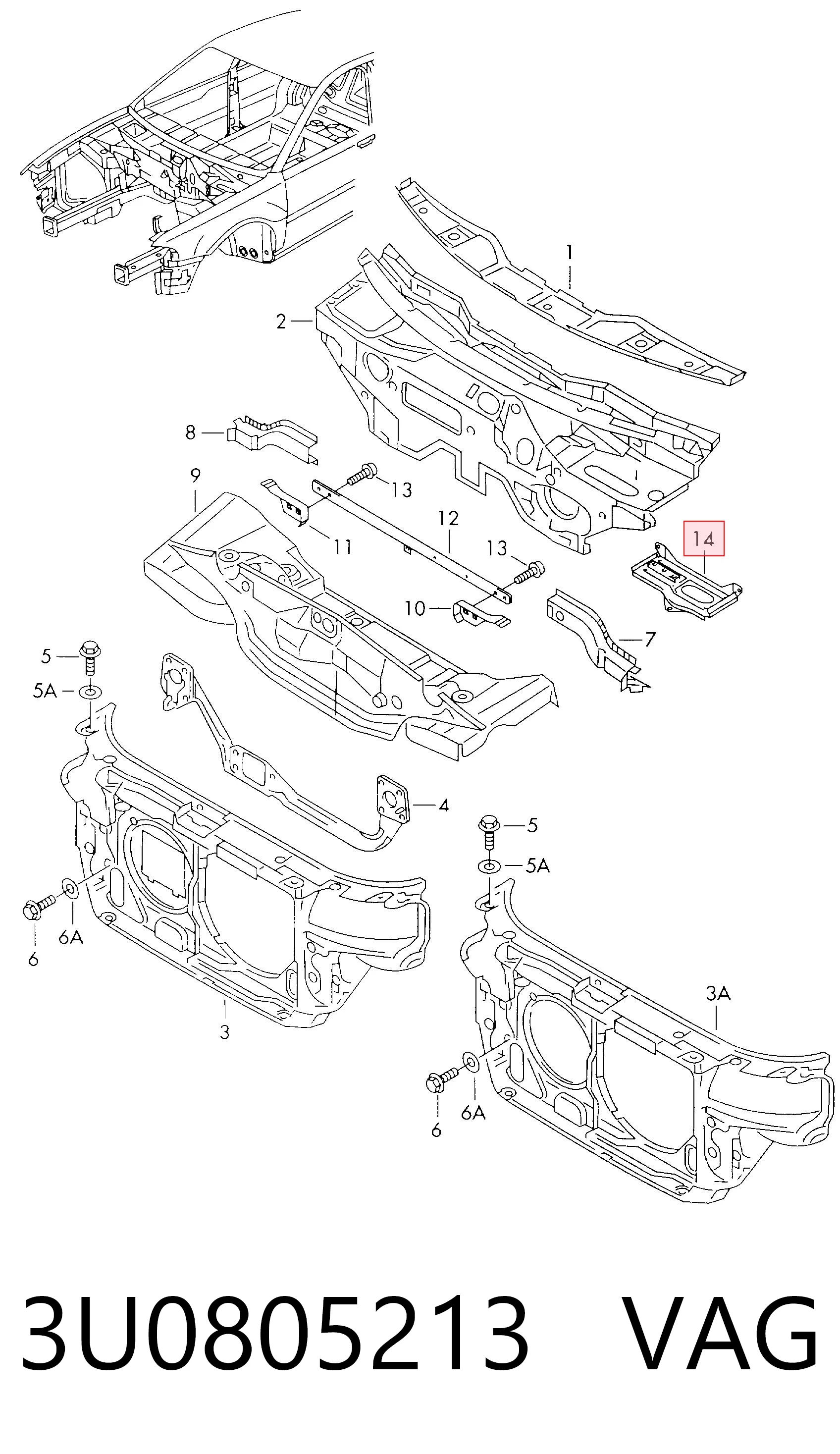 3U0805213 VAG Подставка аккумулятора