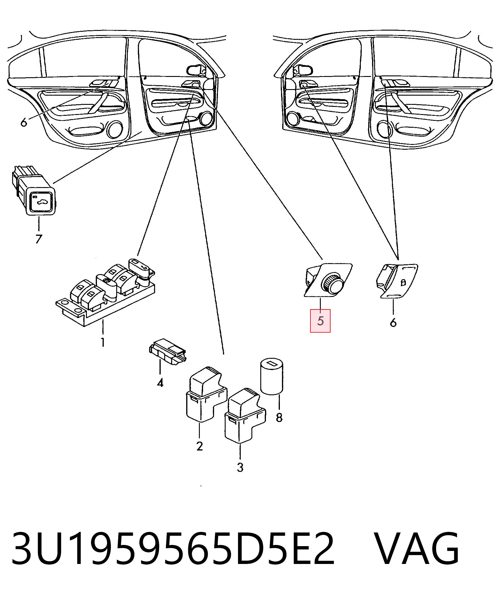 3U1959565D5E2 VAG Регулятор зеркал