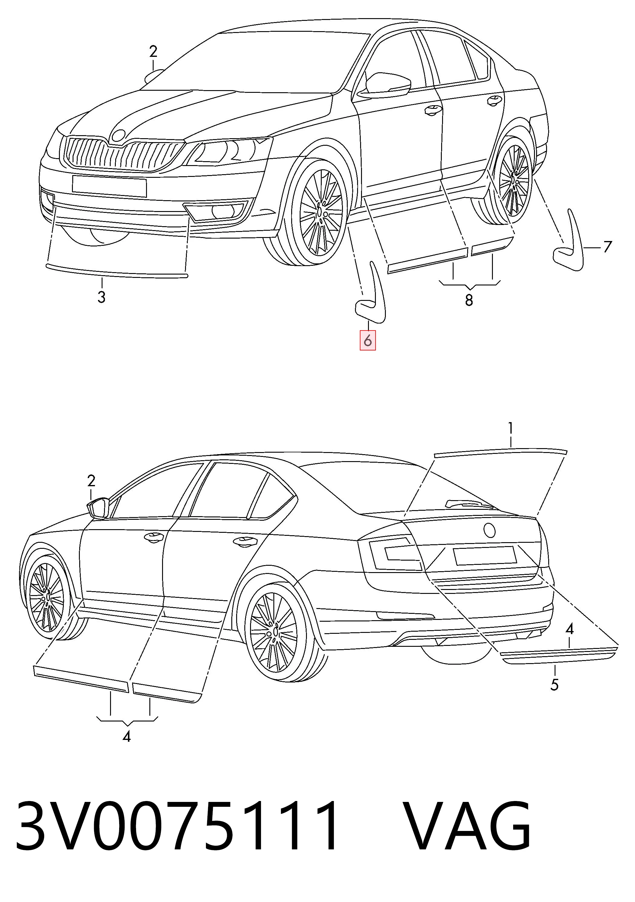 3V0075111 VAG Комплект передних брызговиков