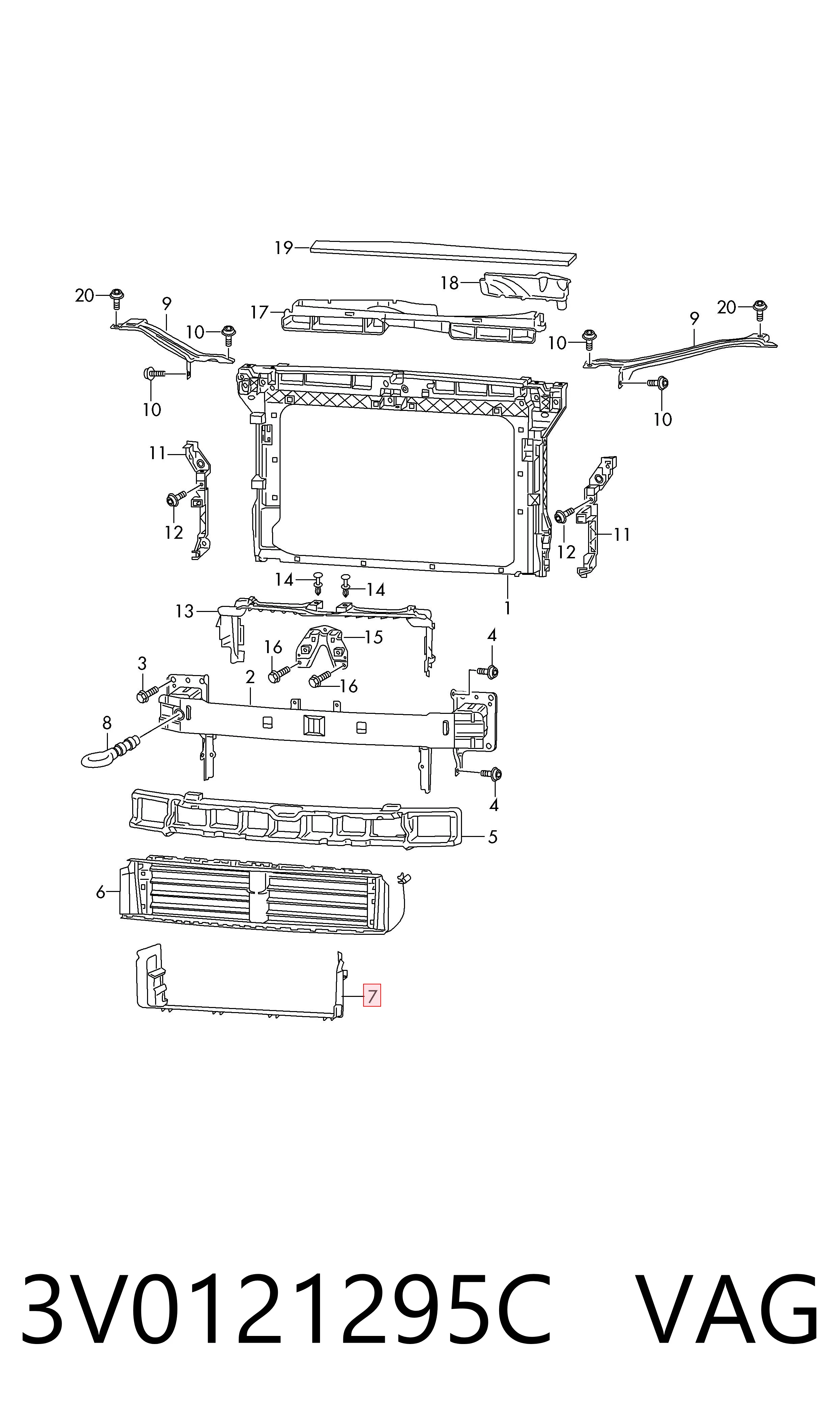 3V0121295C VAG Нижний дефлектор радиатора