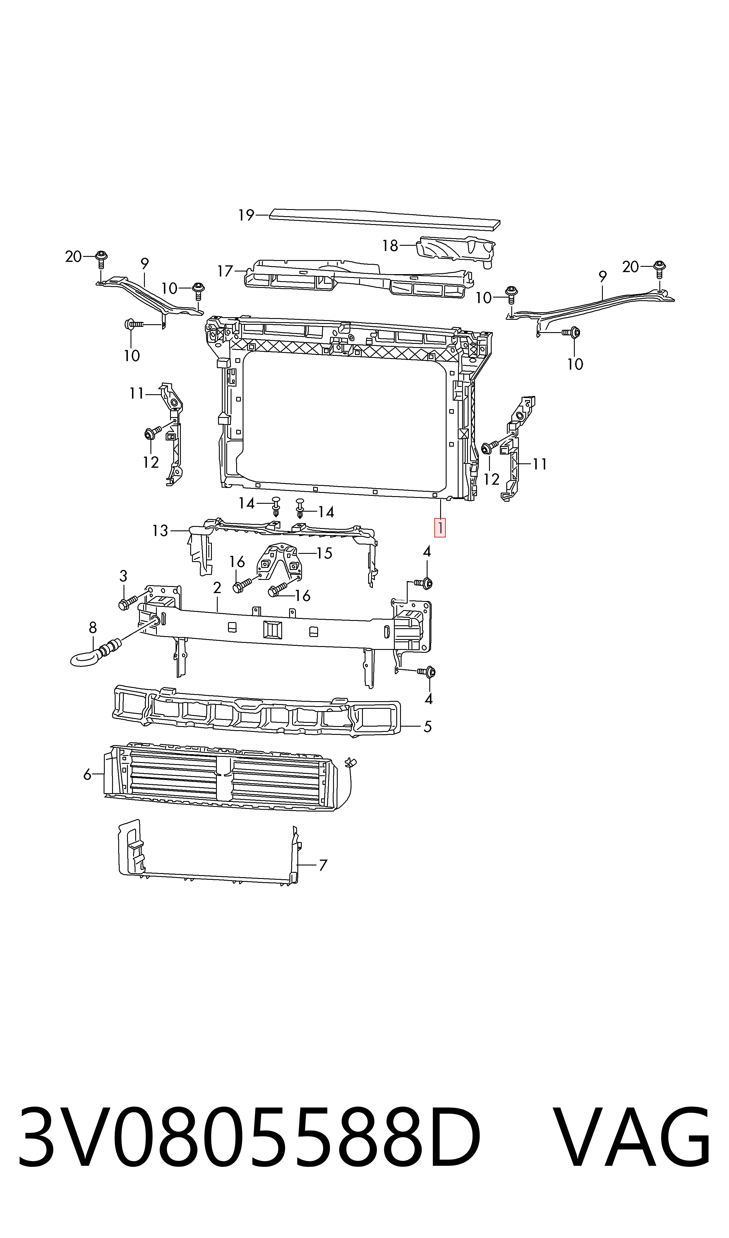 Панель передняя VAG 3V0805588D цена, от 373.88 USD