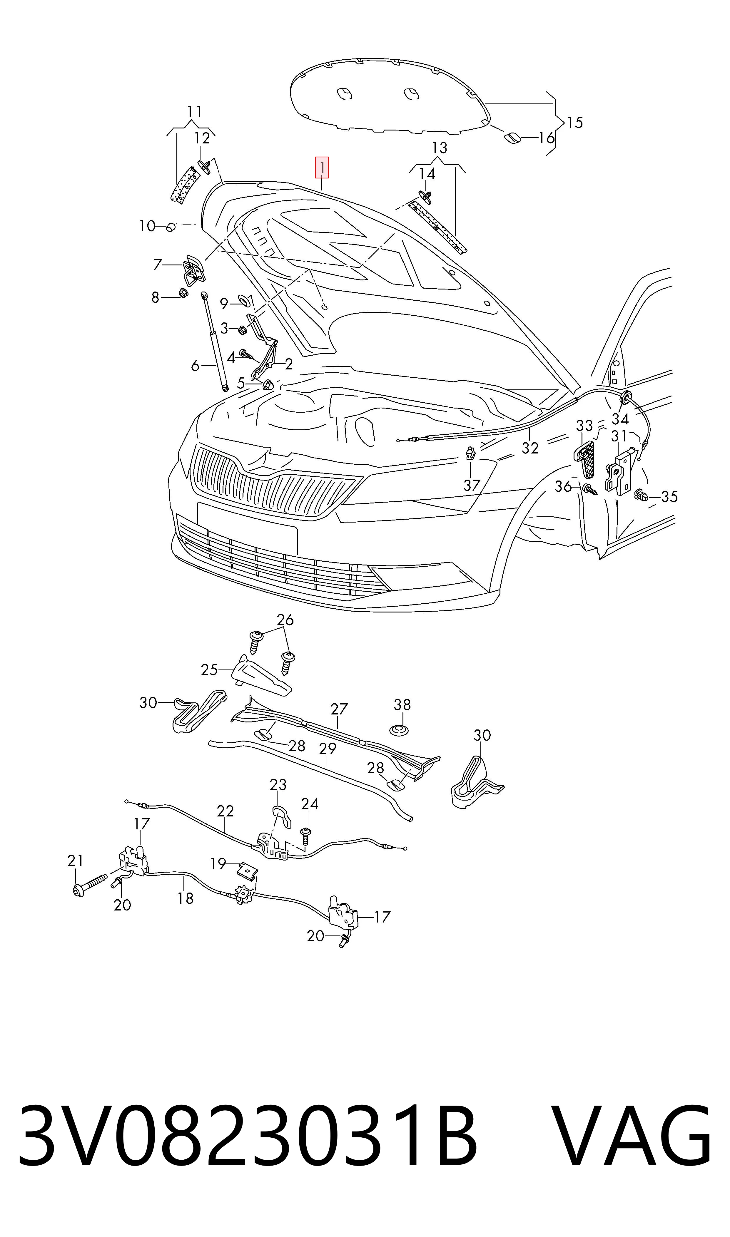  Капот Skoda SuperB 3