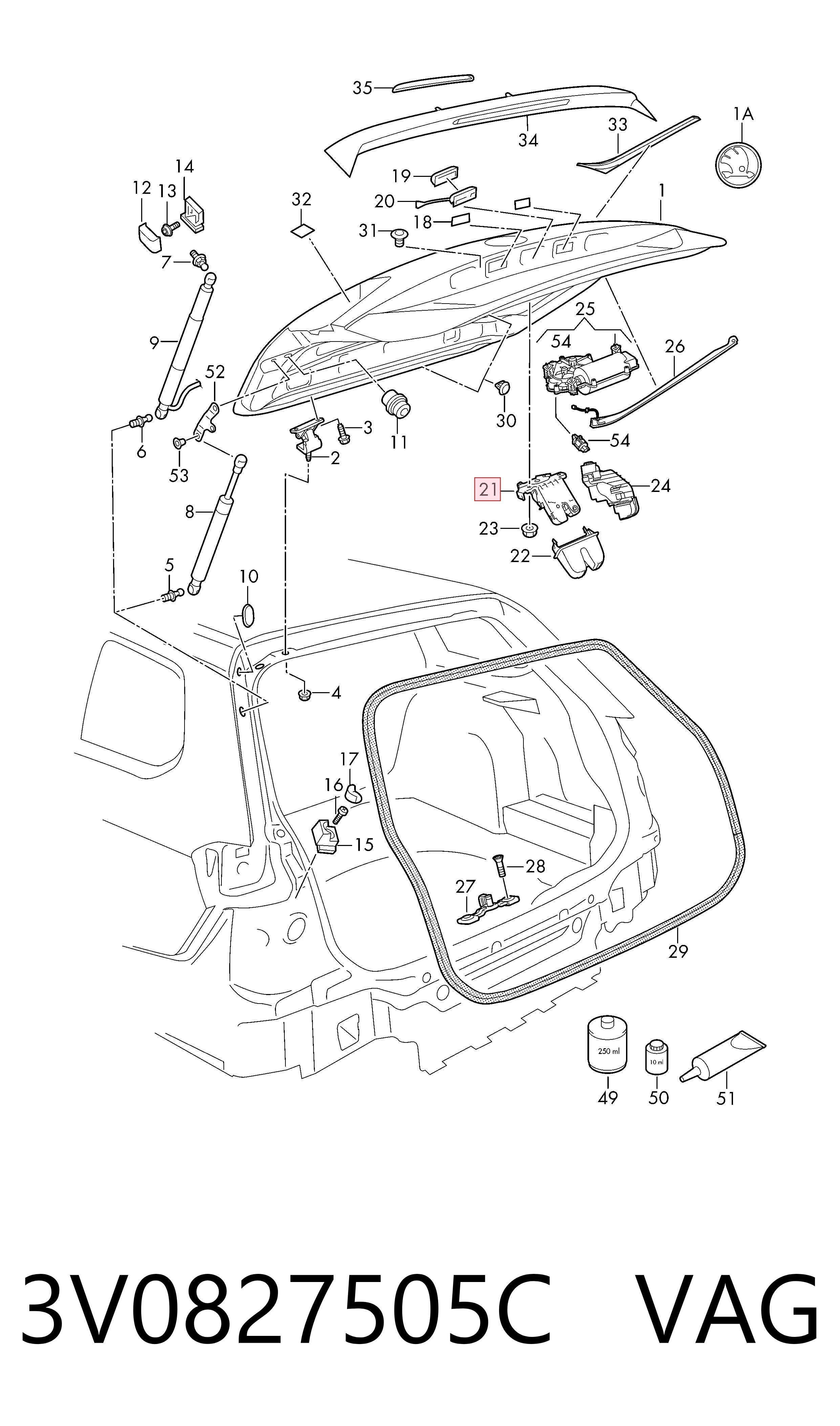 3V0827505C VAG Замок пятой двери