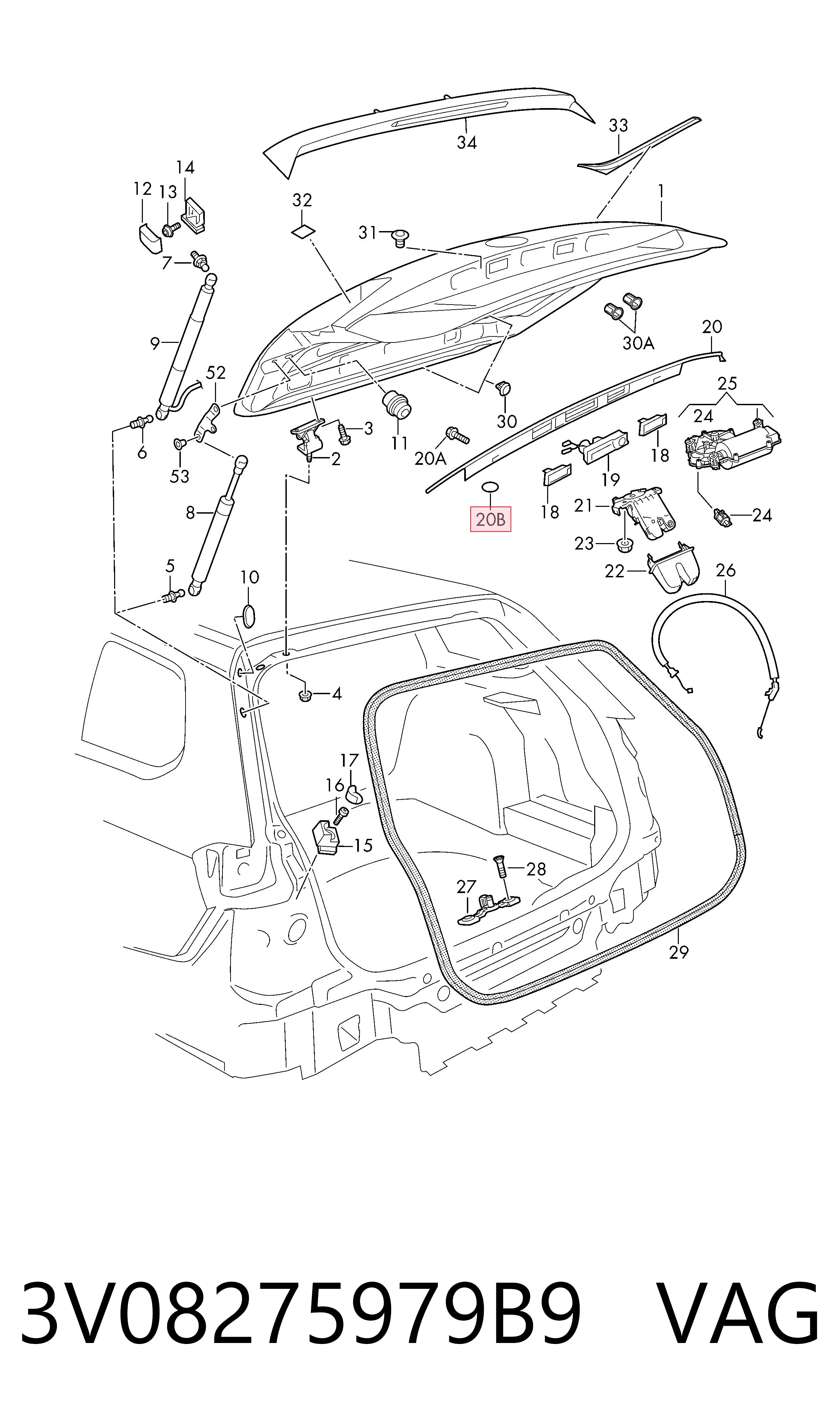 3V08275979B9 VAG Крышка багажника