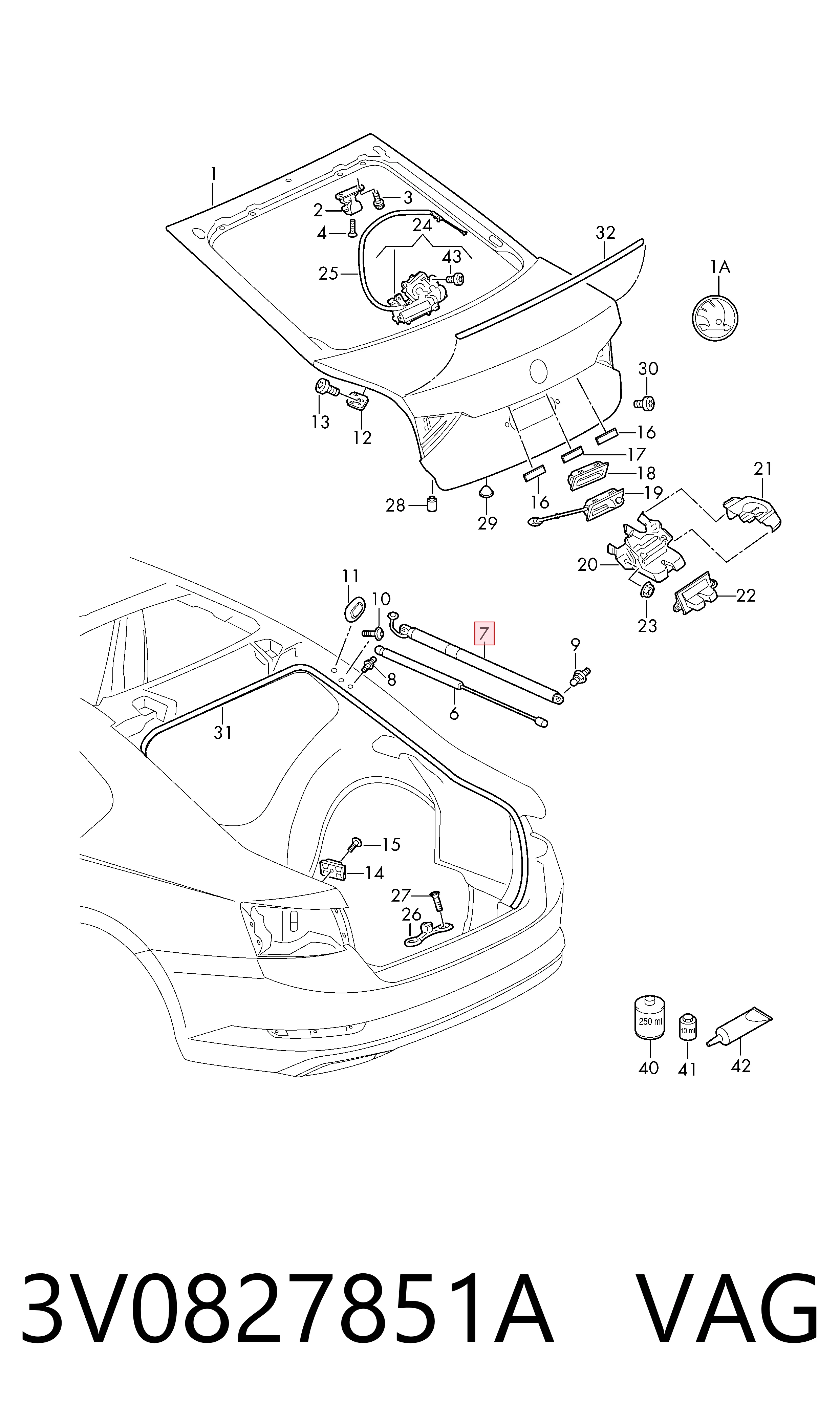 3V0827851A VAG Амортизатор крышки багажника