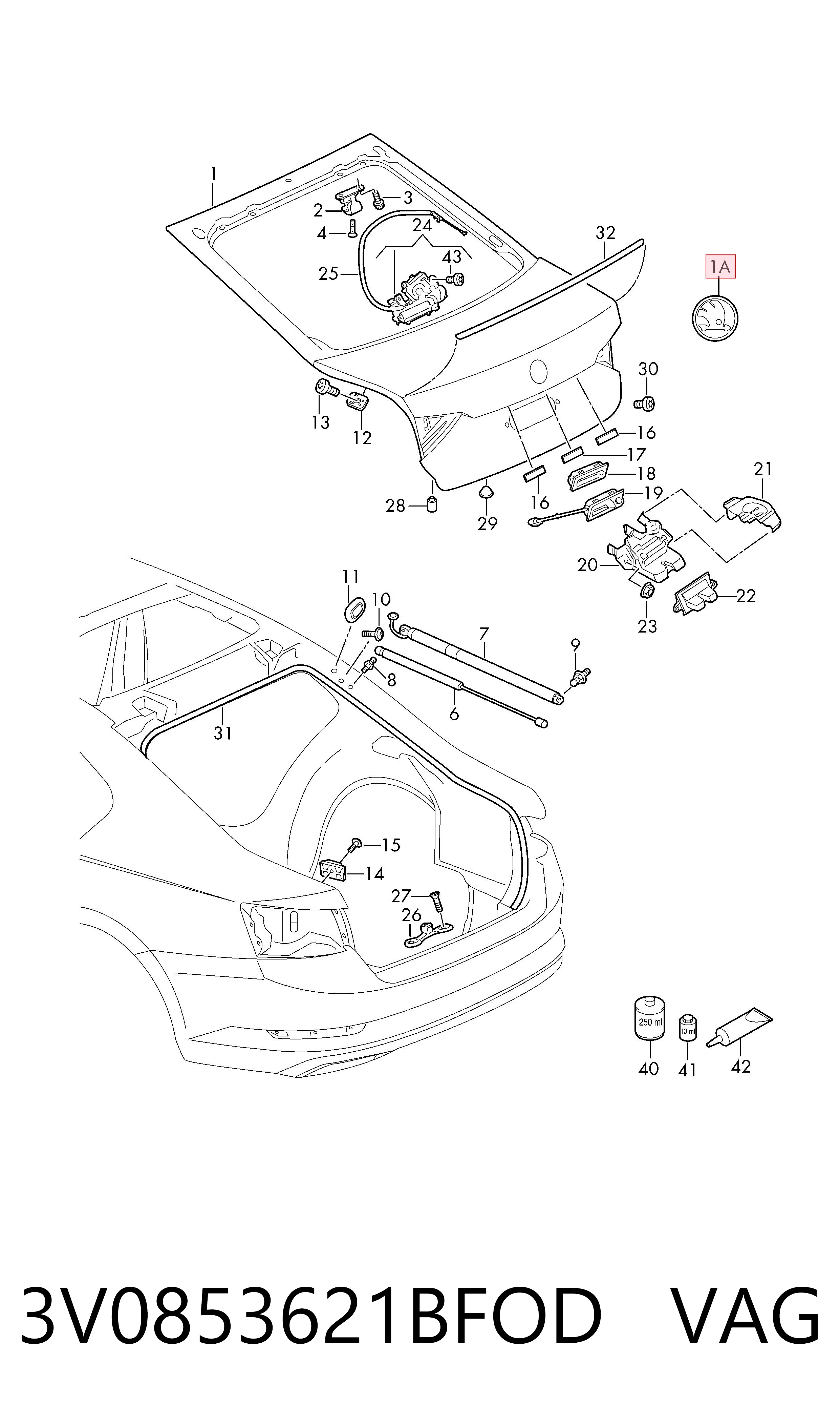 3V0853621BFOD VAG Фирменный значек на багажник