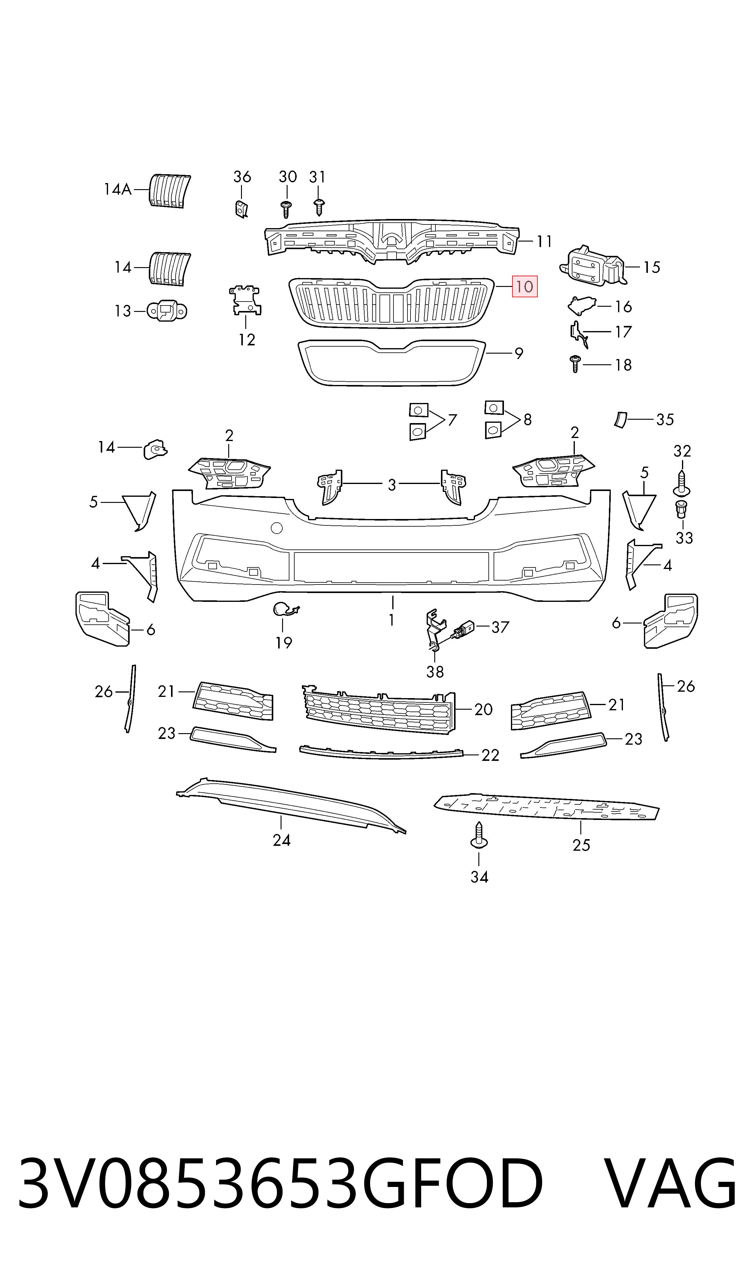 3V0853653GFOD VAG Решетка радиатора
