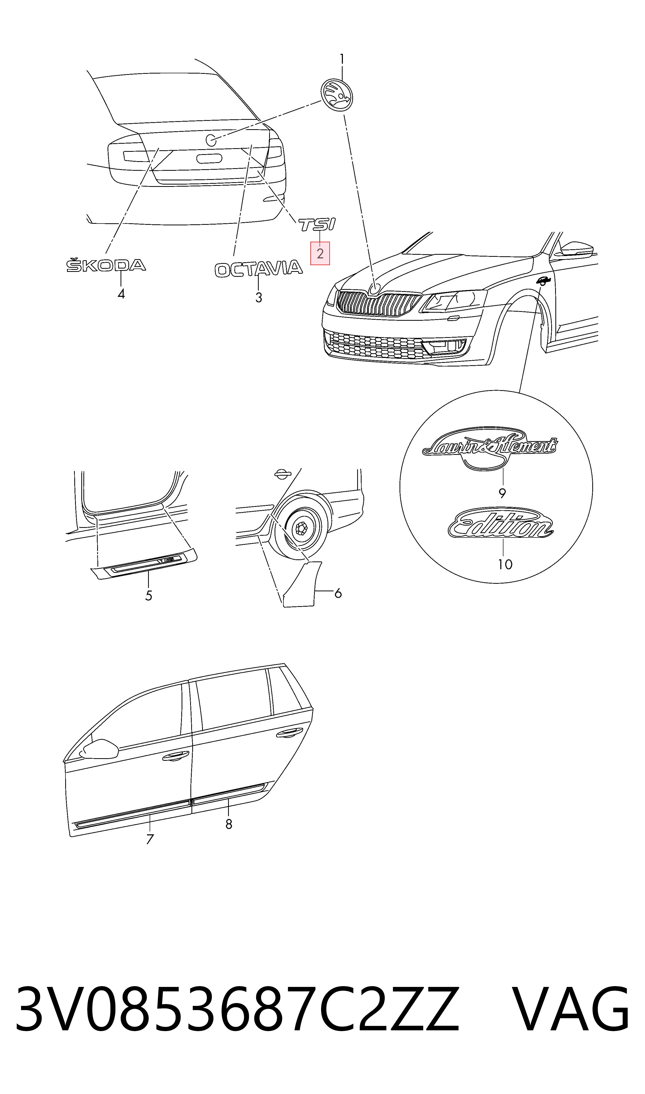 3V0853687C2ZZ VAG Фирменный значек на багажник
