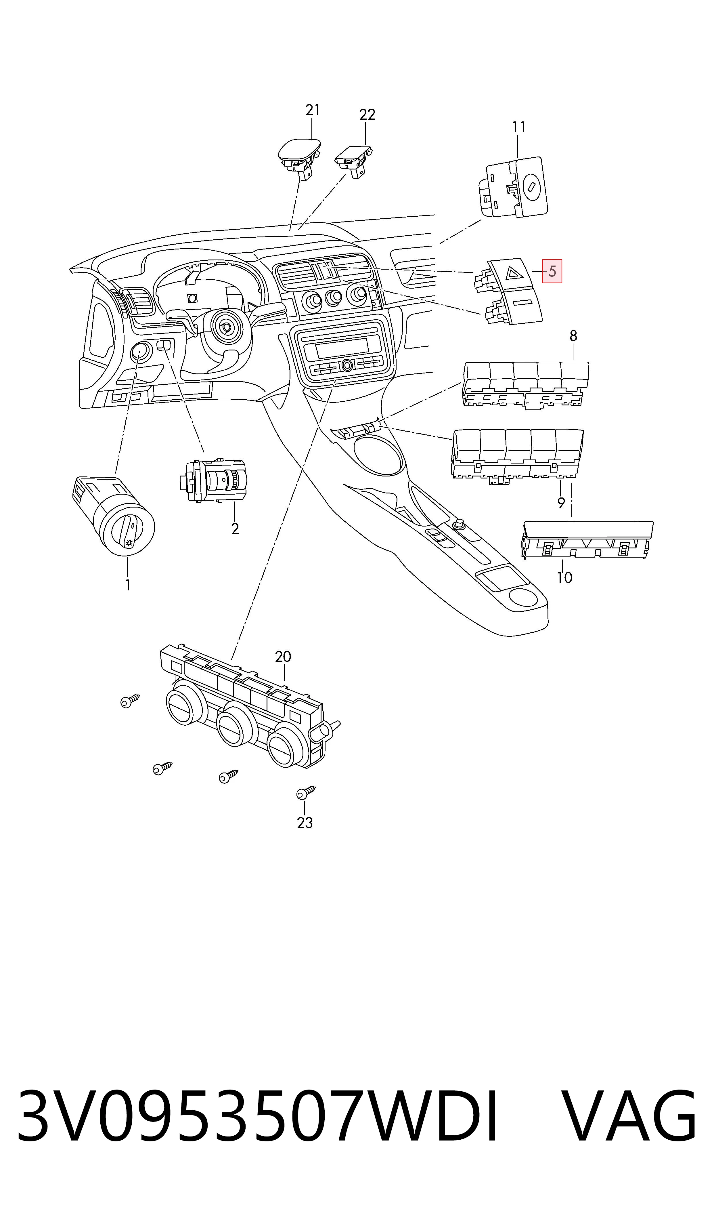 3V0953507WDI VAG Аварийная кнопка
