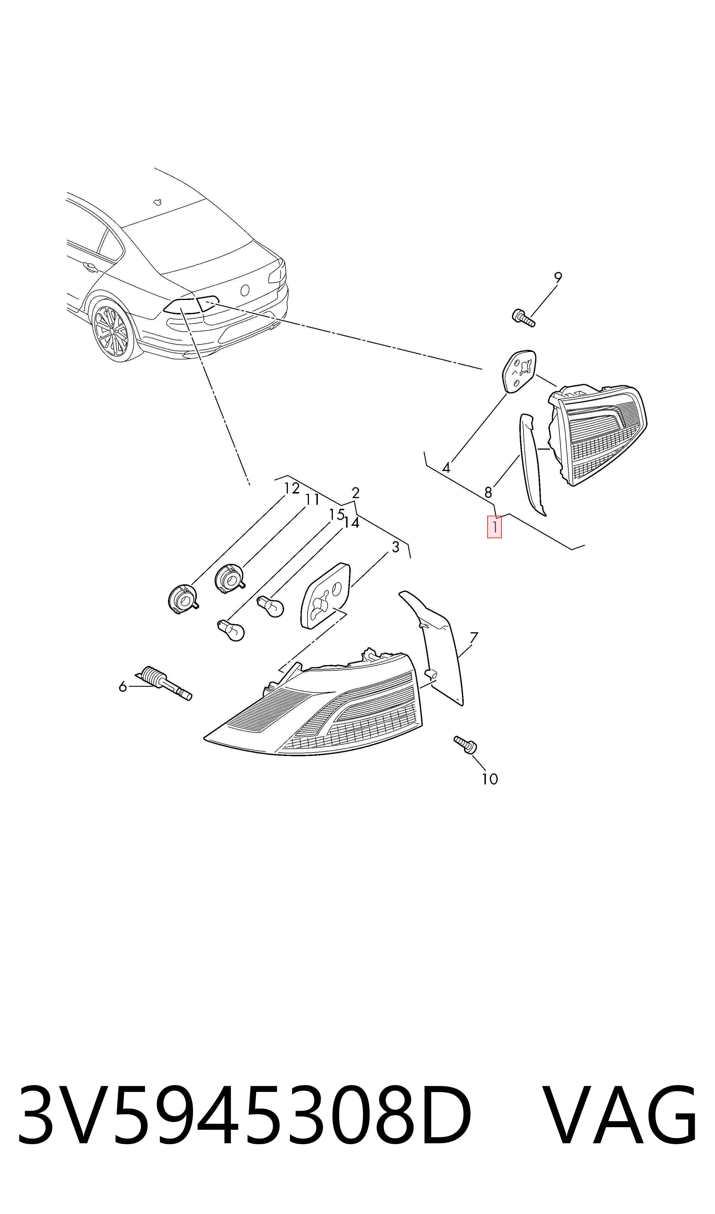 Купить 3V5945308DREF VAG Стоп задний