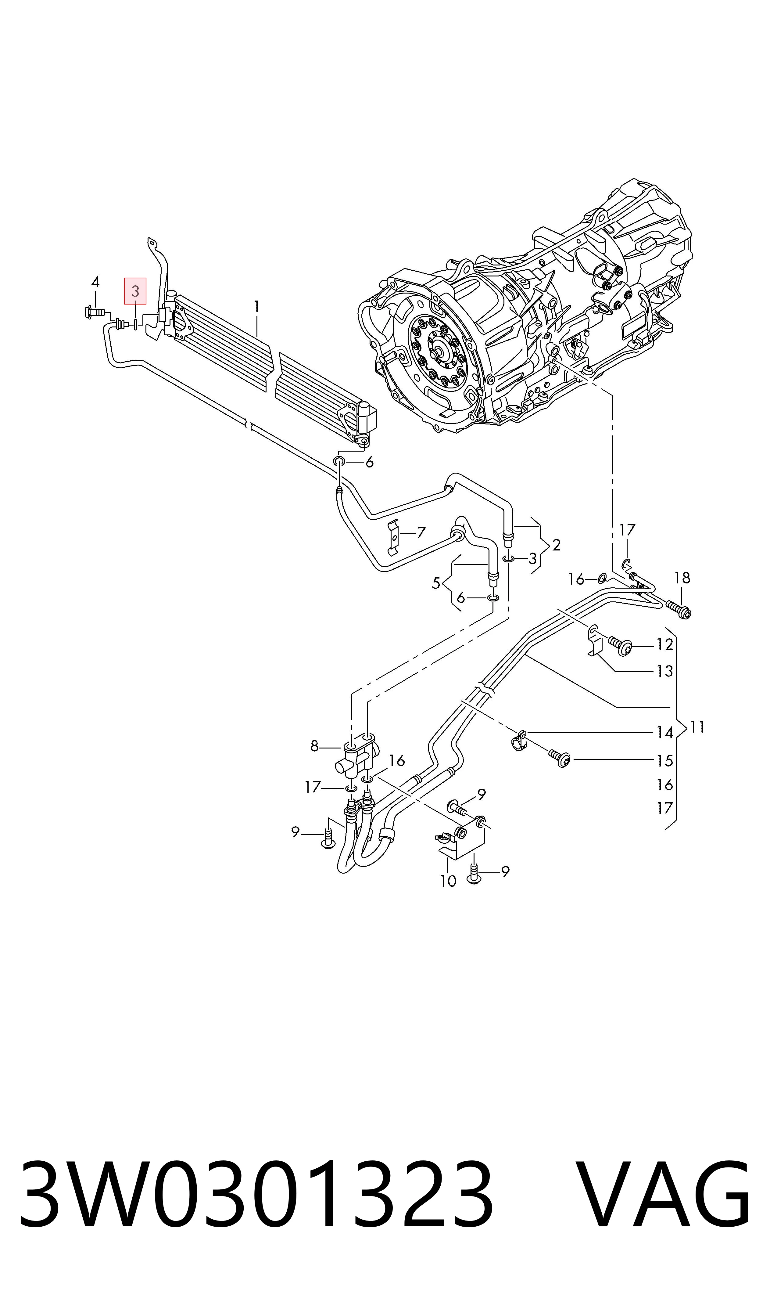 3W0301323 VAG Кольцо уплотнительное шланга компрессора, нагнетательного