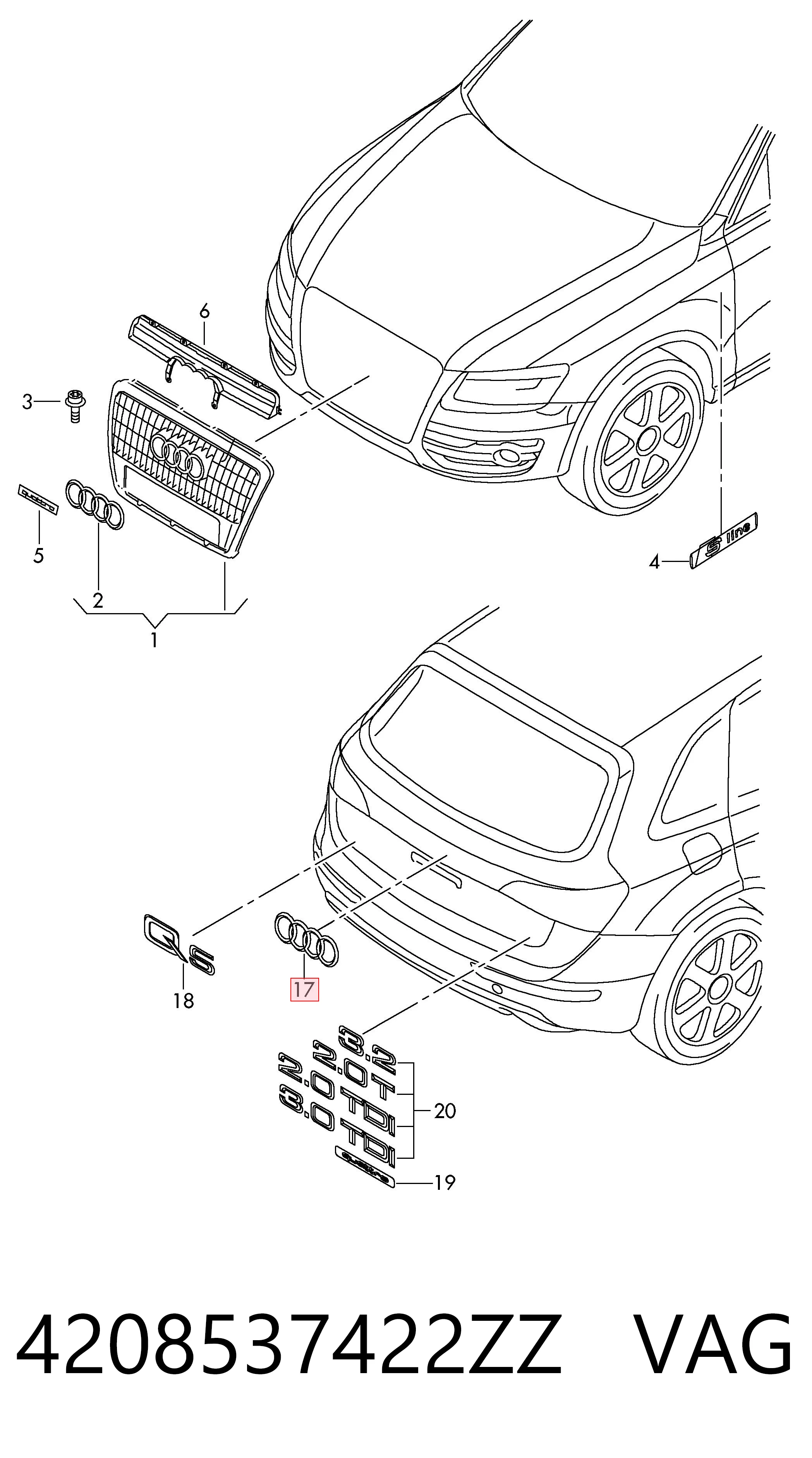 Фирменный значок VAG 4208537422ZZ цена, от 6.71 USD