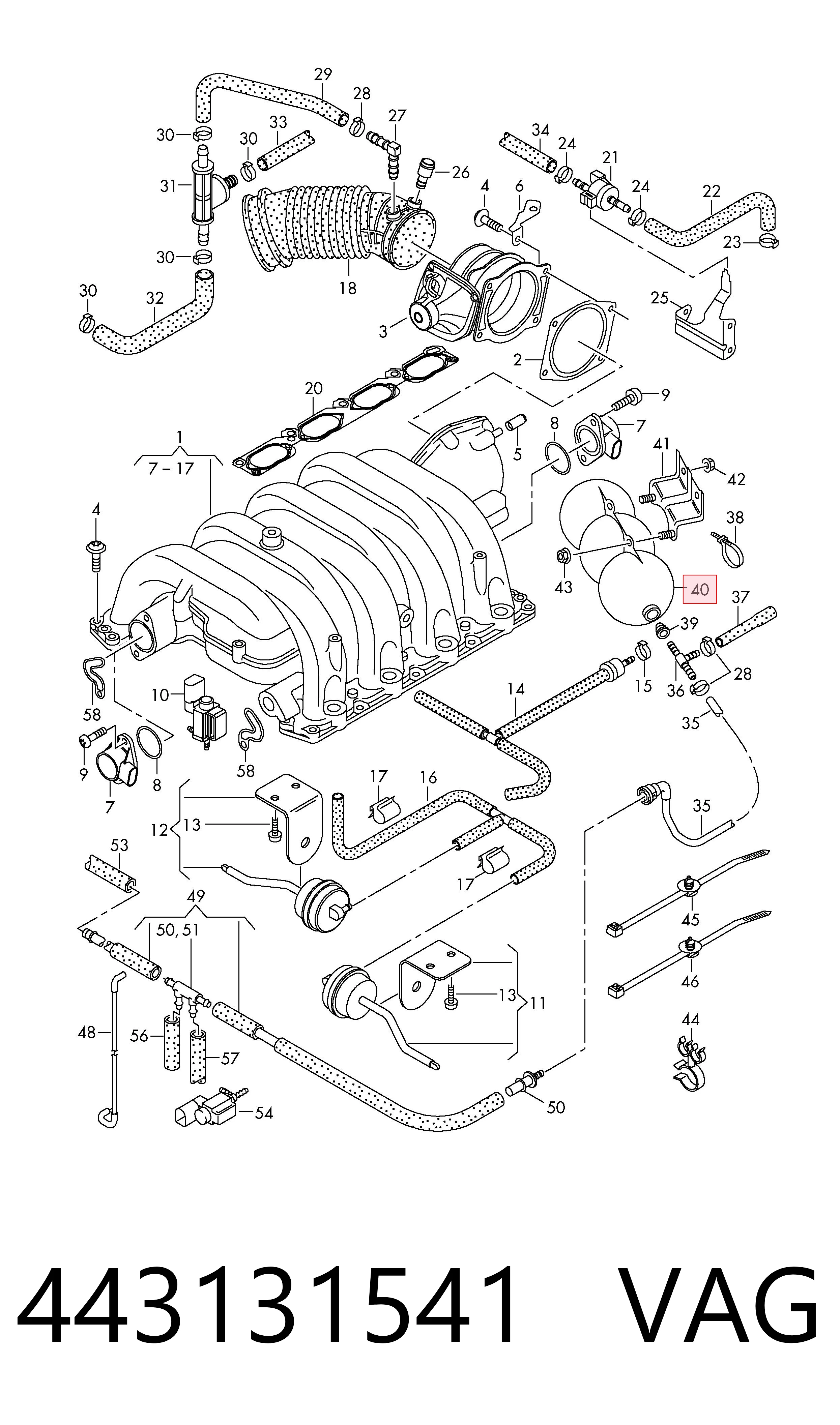 Бачок/демпфер вакуумной системы двигателя на Audi A6 C5 4B2, 4B4