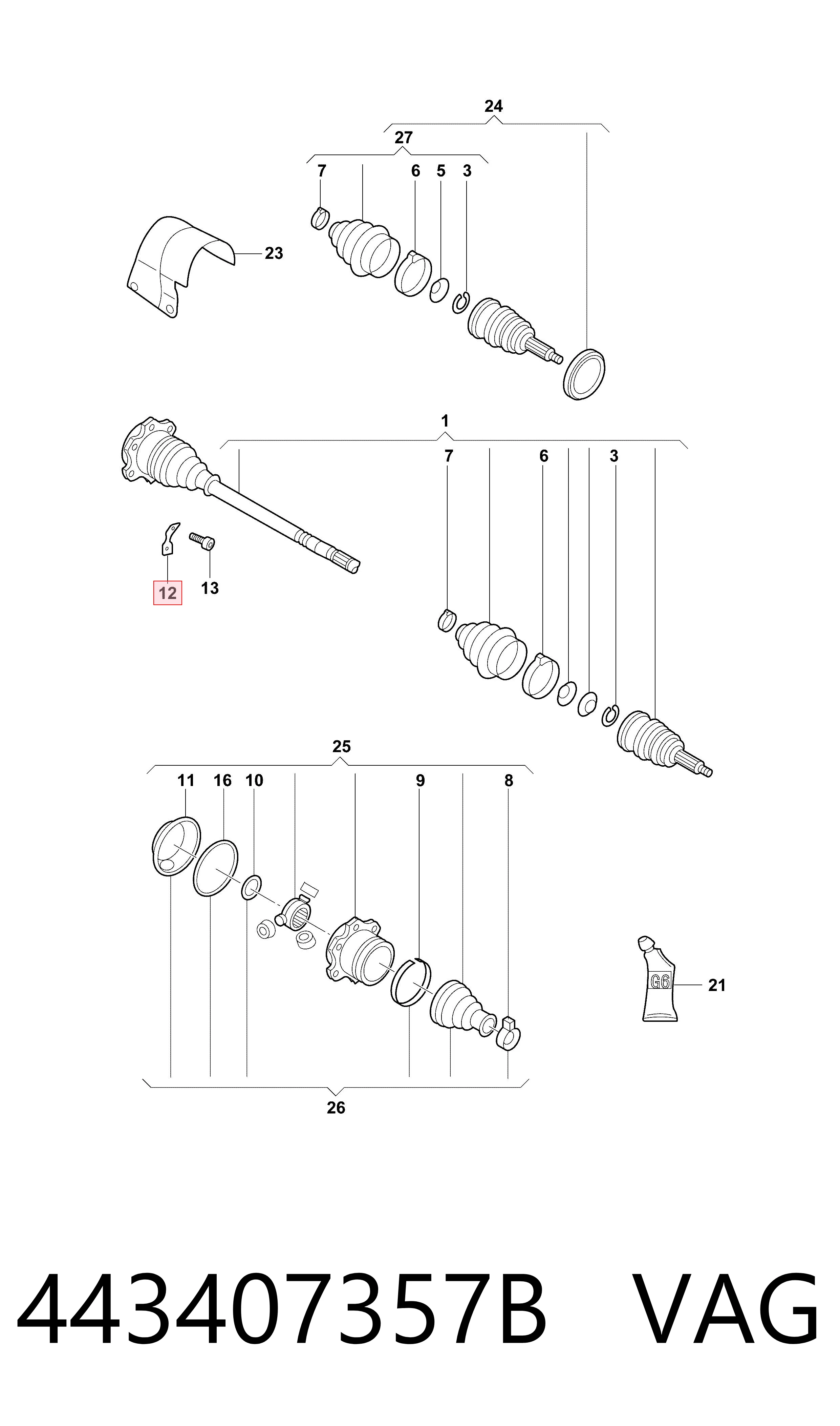 443407357B VAG ШРУС внутренний, передний