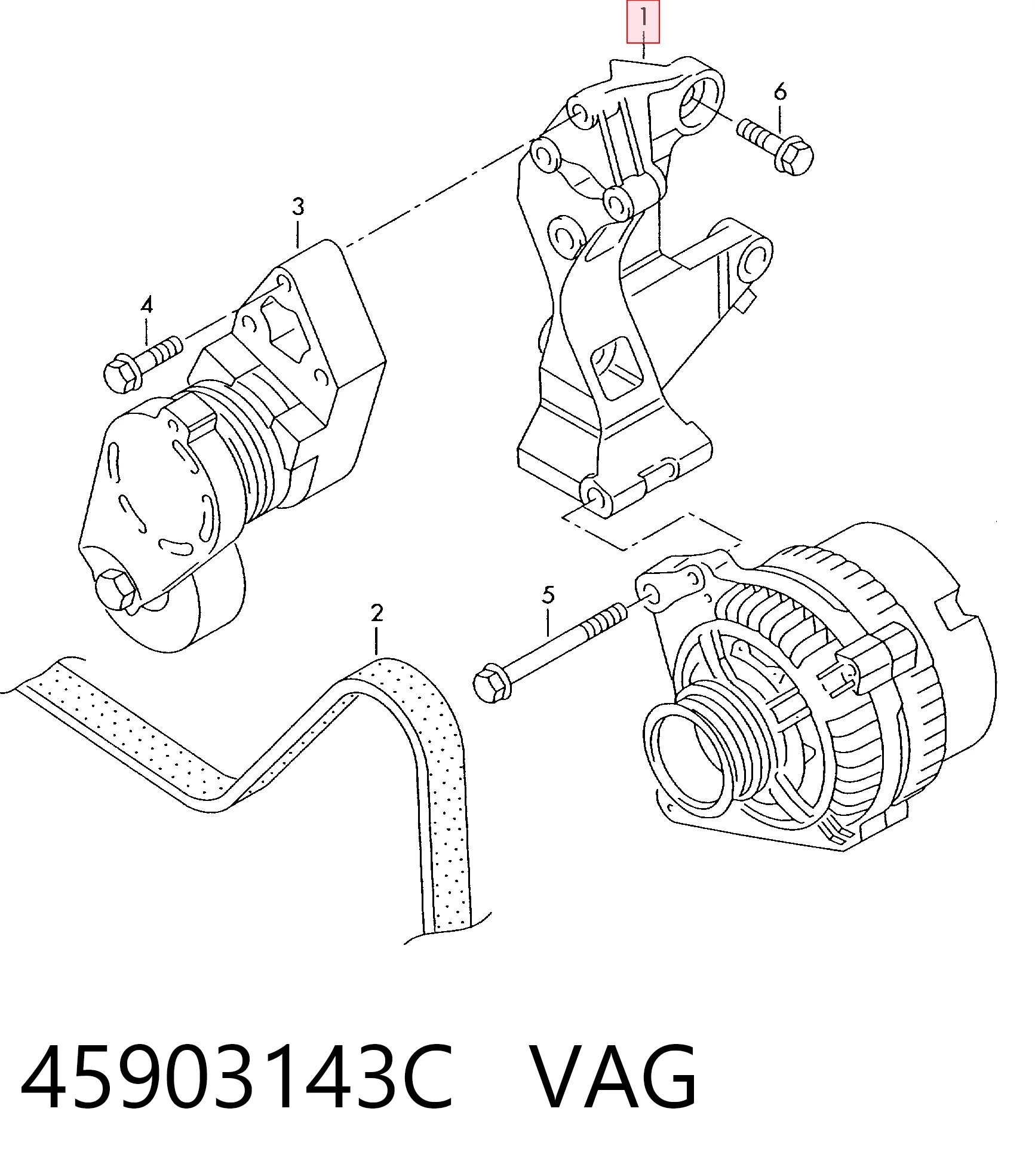 Кронштейн генератора натяжной Volkswagen Golf IV хэтчбек (1J1) (1997 - 2008) цена, от 7.06 USD
