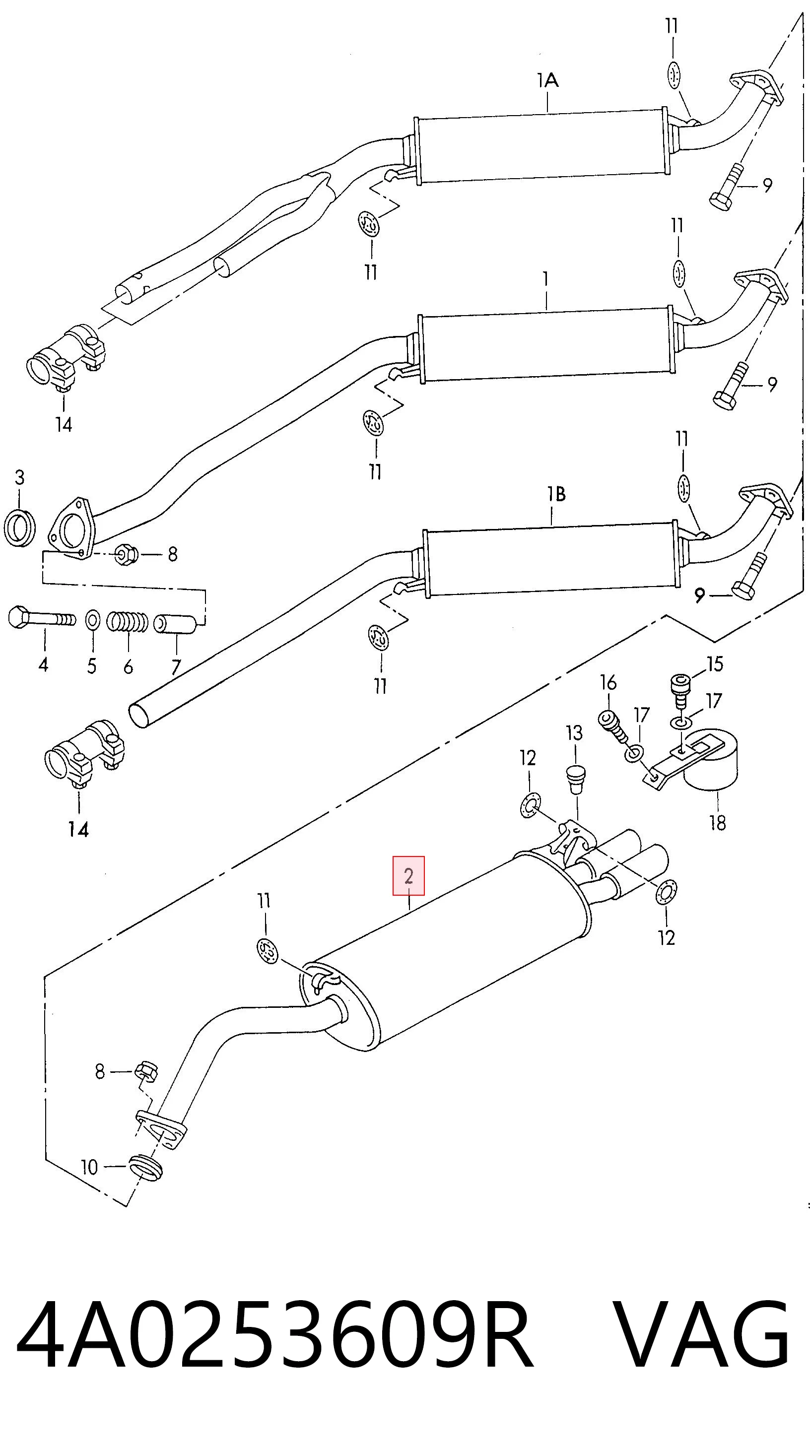  Глушитель задний Audi 100 