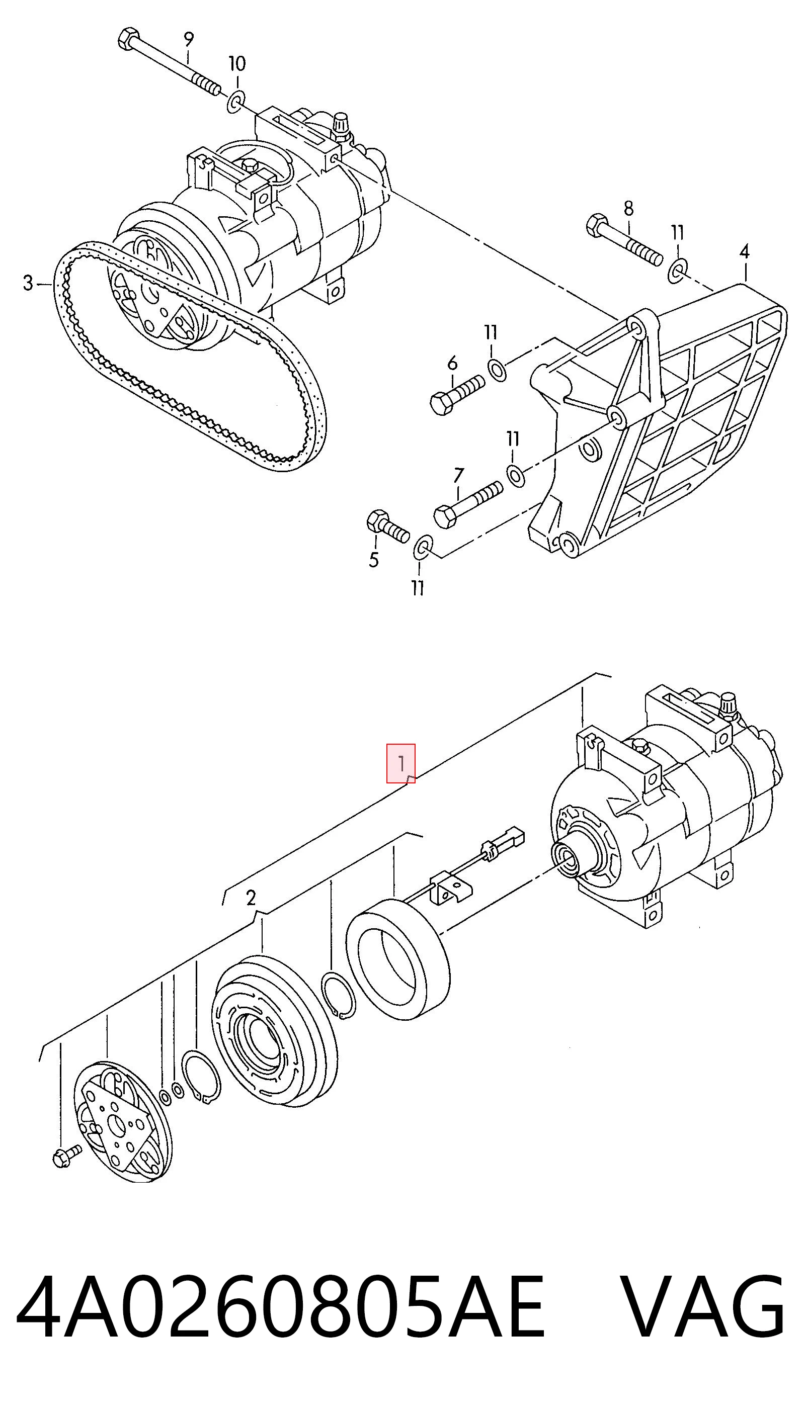 Компрессор системы кондиционирования Audi 80 B4 универсал (8C5) (1991 - 1996) цена, от 288.25 USD