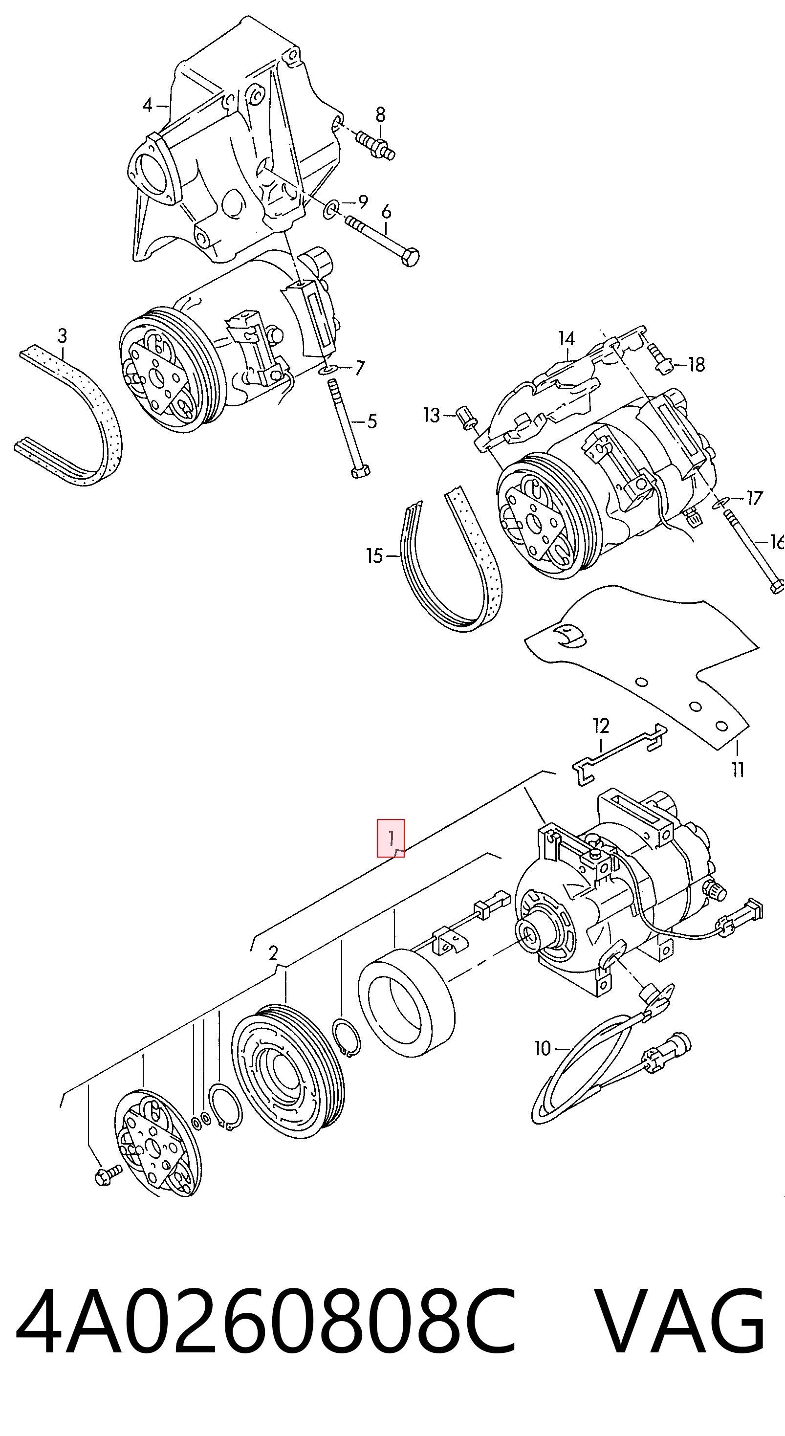 Купить Компрессор кондиционера Ауди 100 C3 44, 44Q