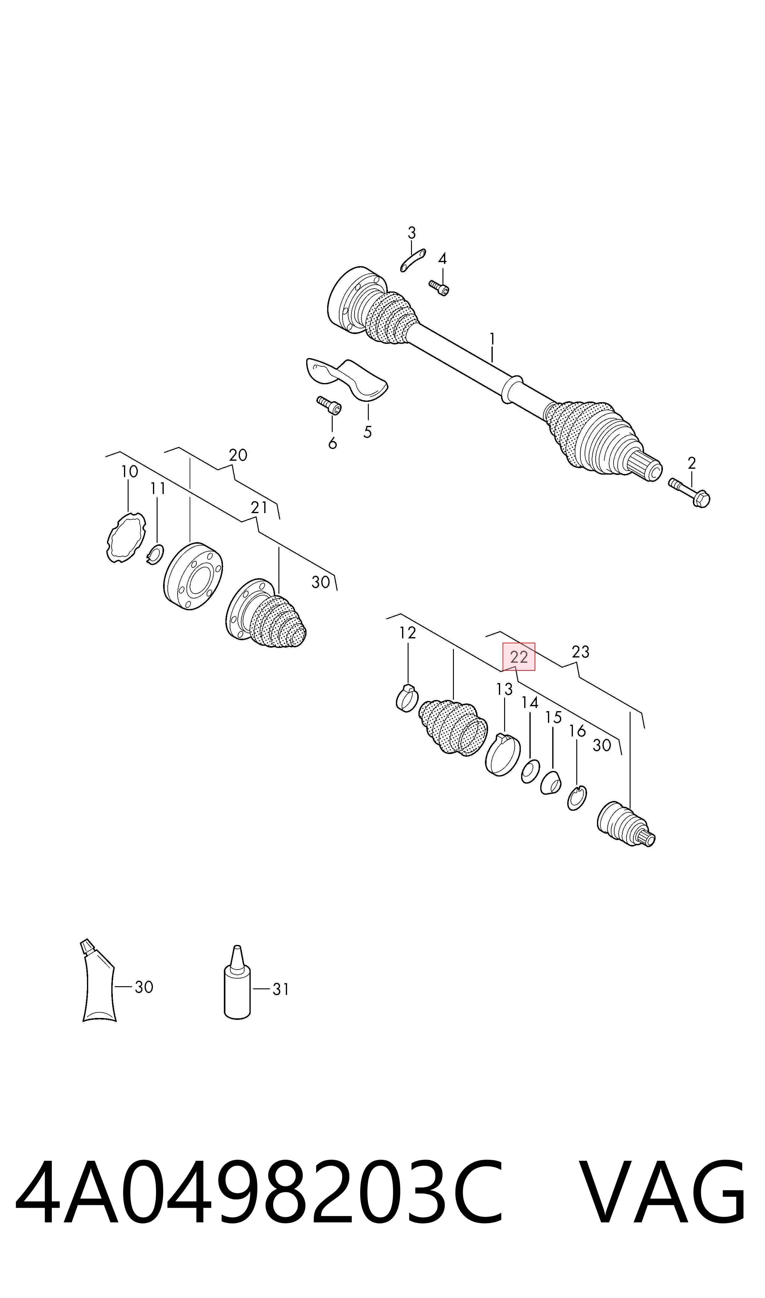 4A0498203C VAG Пыльник шарнира привода