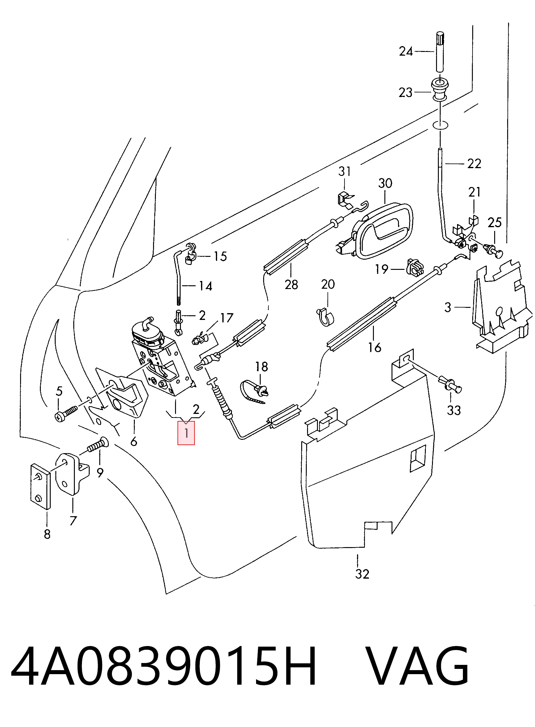  Замок двери задней левой Audi A4 