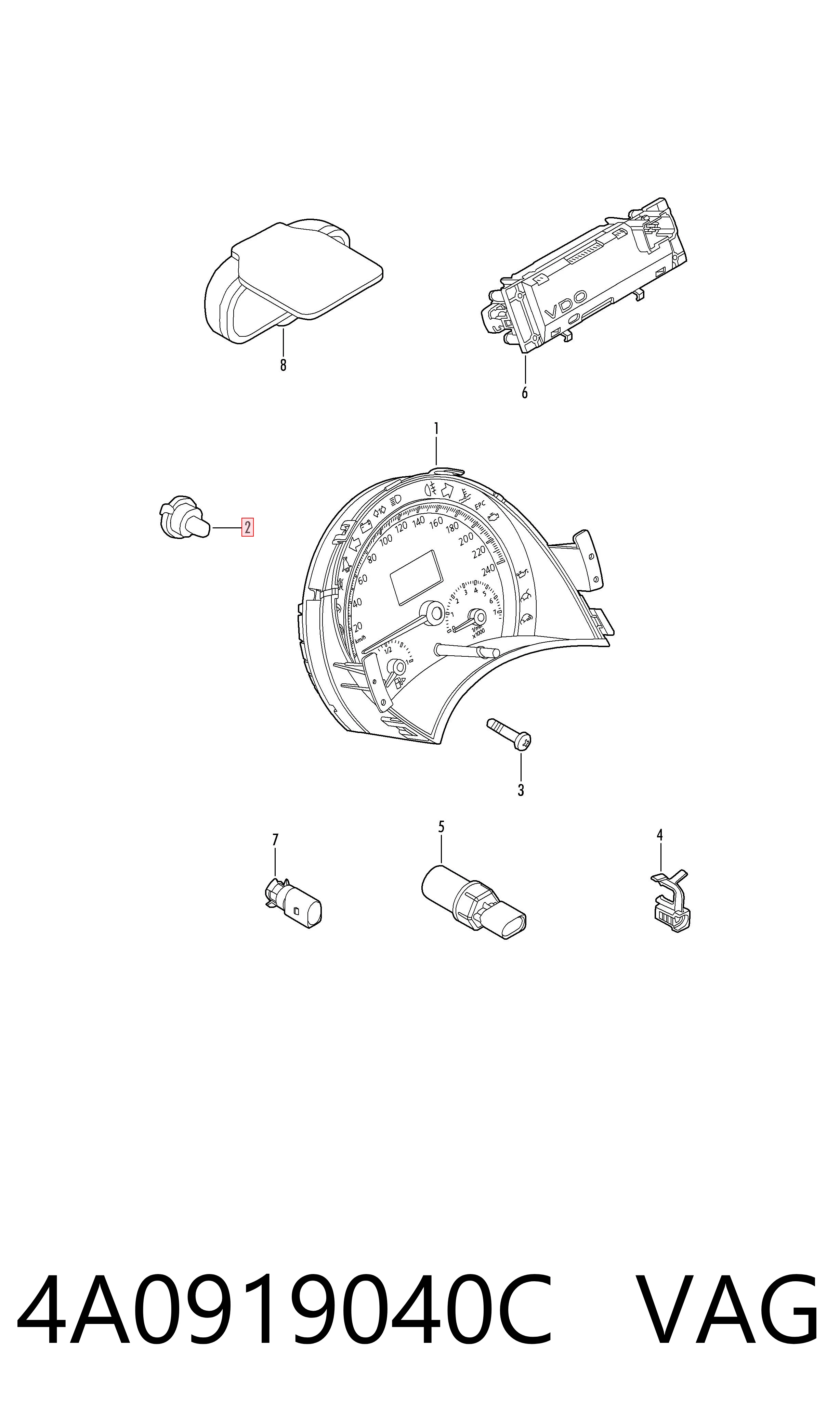 Освещение щитка приборов Porsche 893919040