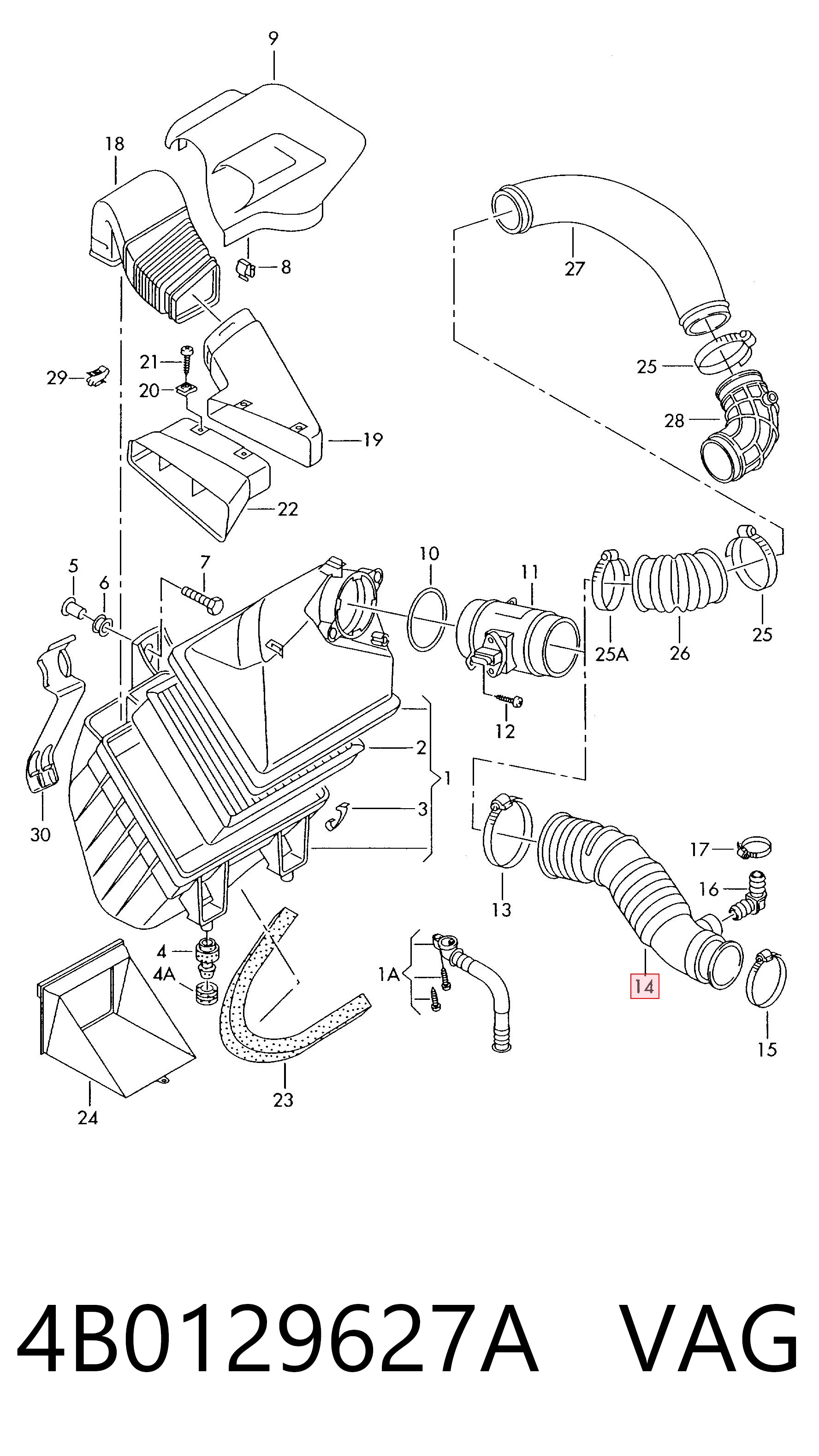 Гофра расходомера воздуха Audi A4 B5 седан (8D2) (1994 - 2001) цена, от 77.34 USD
