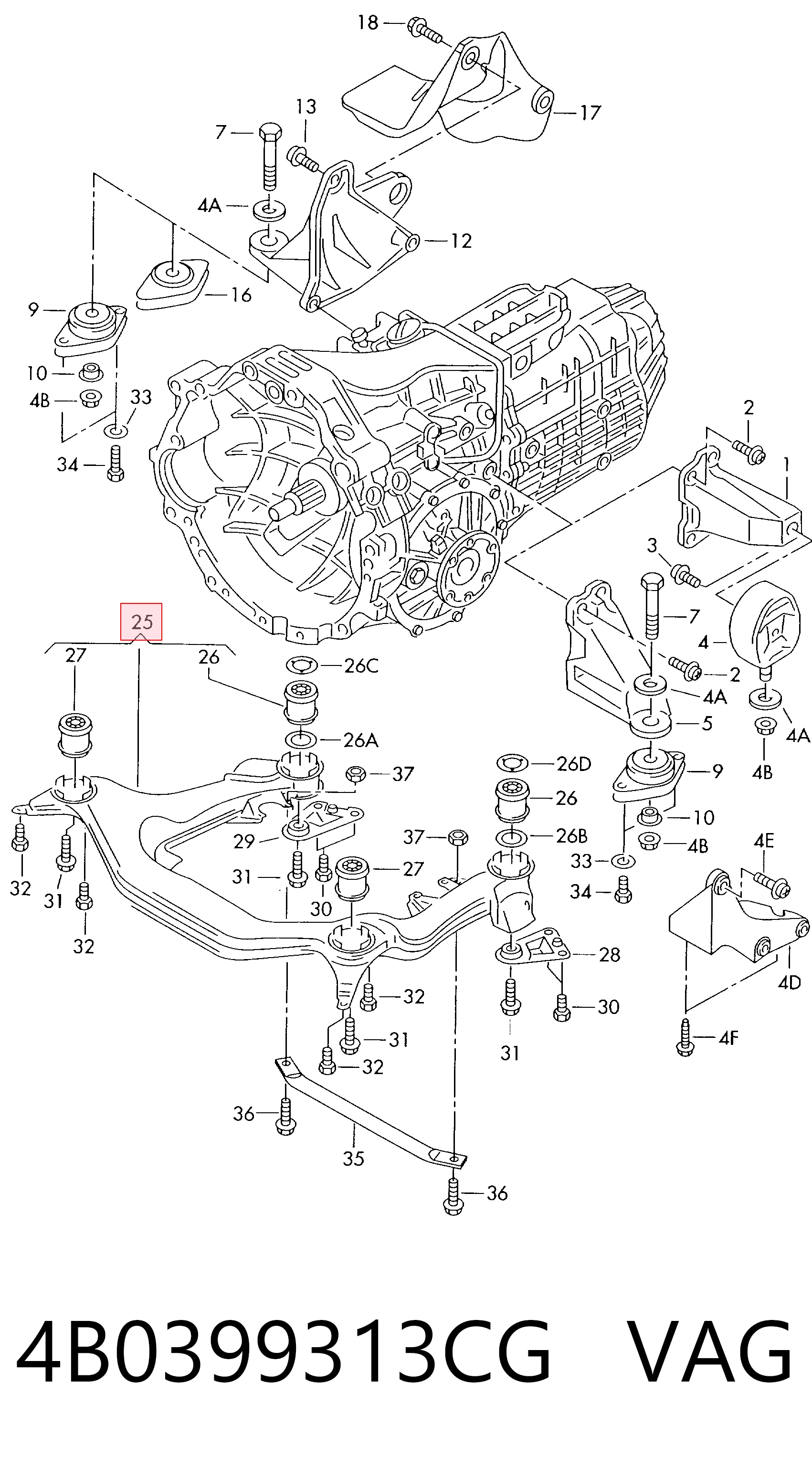  Подрамник передний Audi A4 