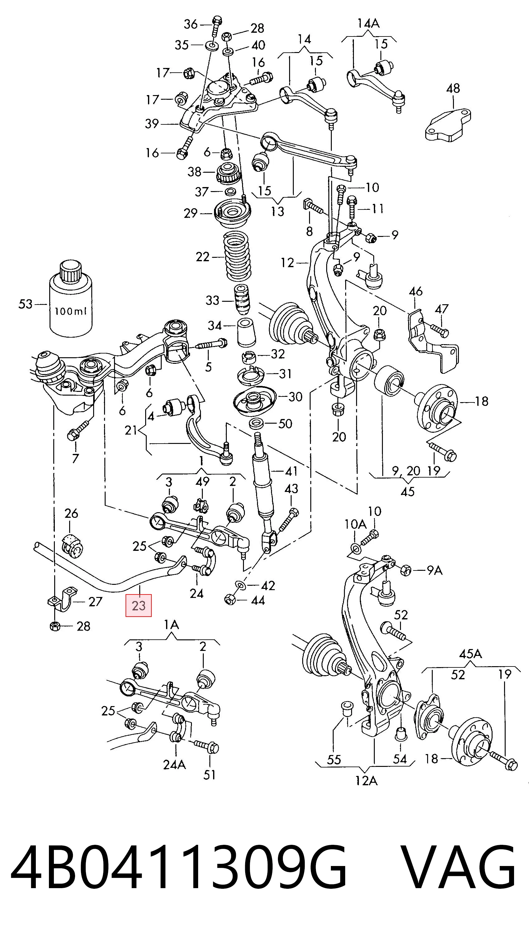 Стабилизатор передней устойчивости на Audi A6 C5 4B2, 4B4