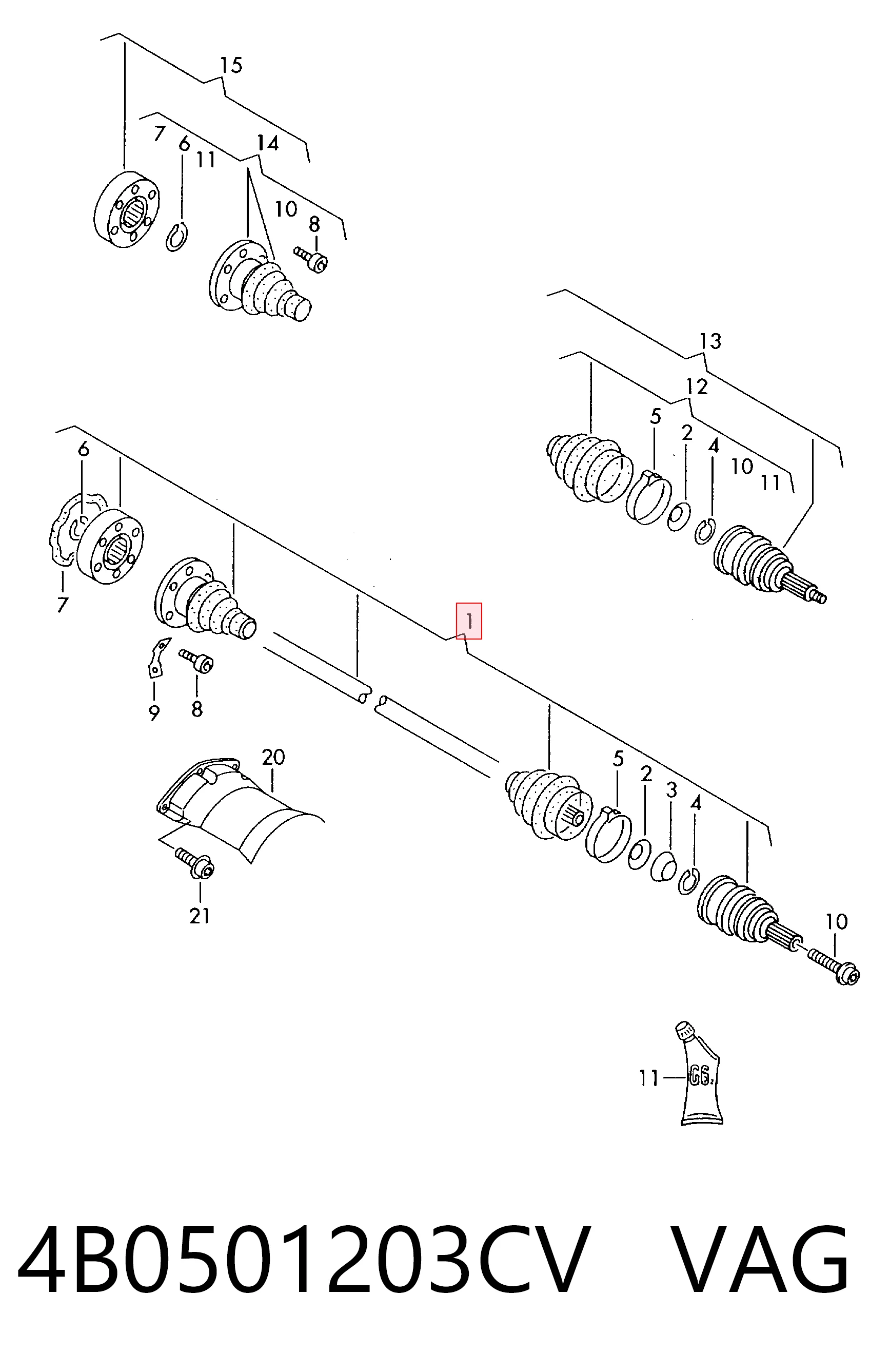 Привод задний на Audi A6 C5 4B2, 4B4