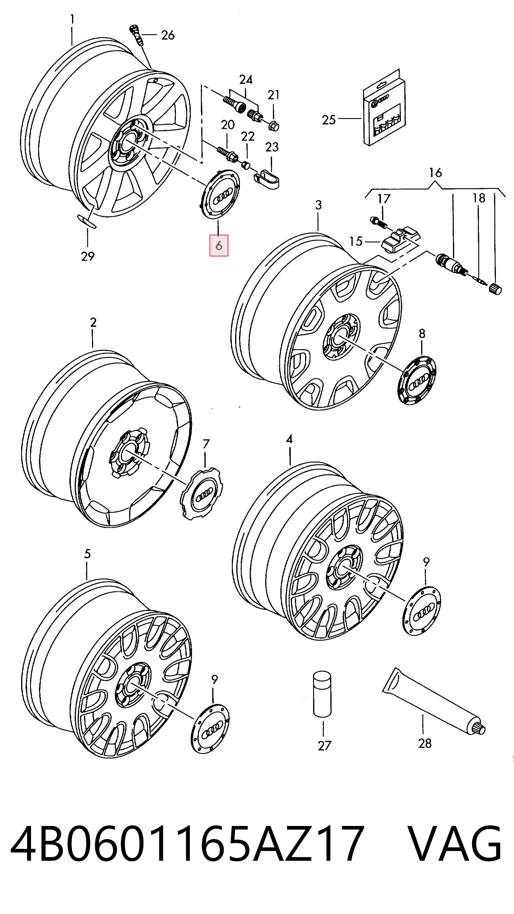 4B0601165AZ17 VAG Колпаки на диски