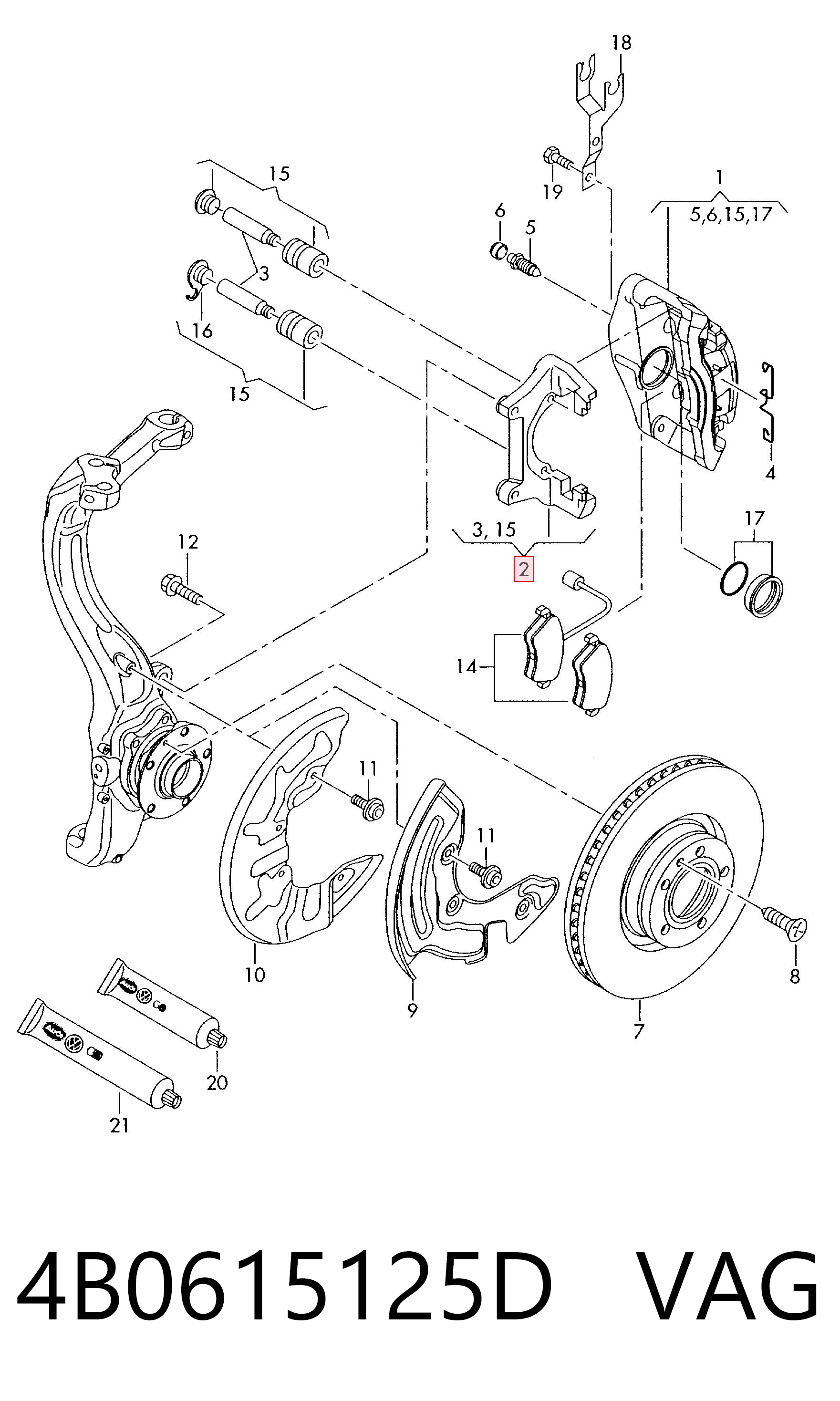 Скоба суппорта переднего на Audi A6 C6 4F2