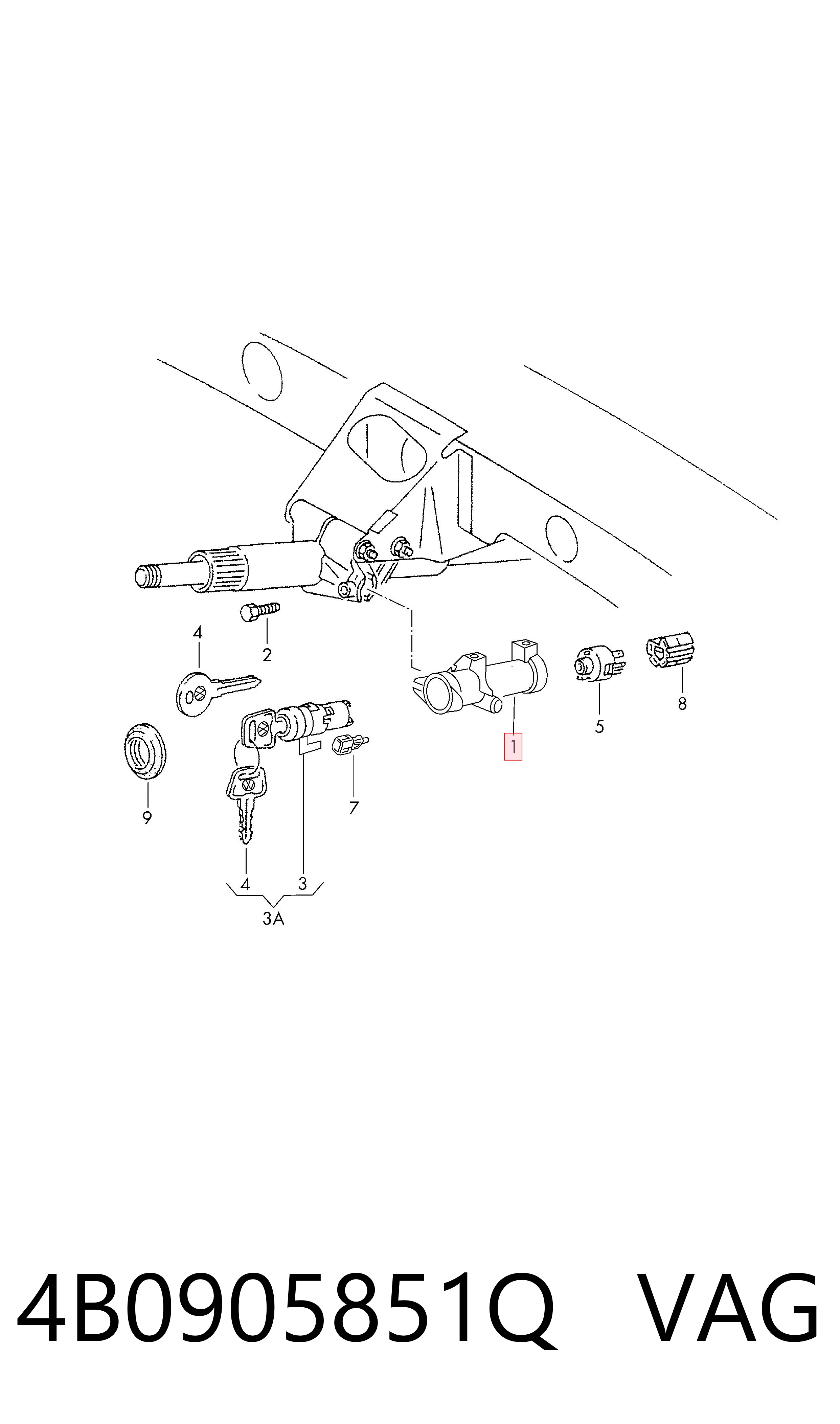 Купить Замок зажигания Ауди А6 C5 4B2, 4B4