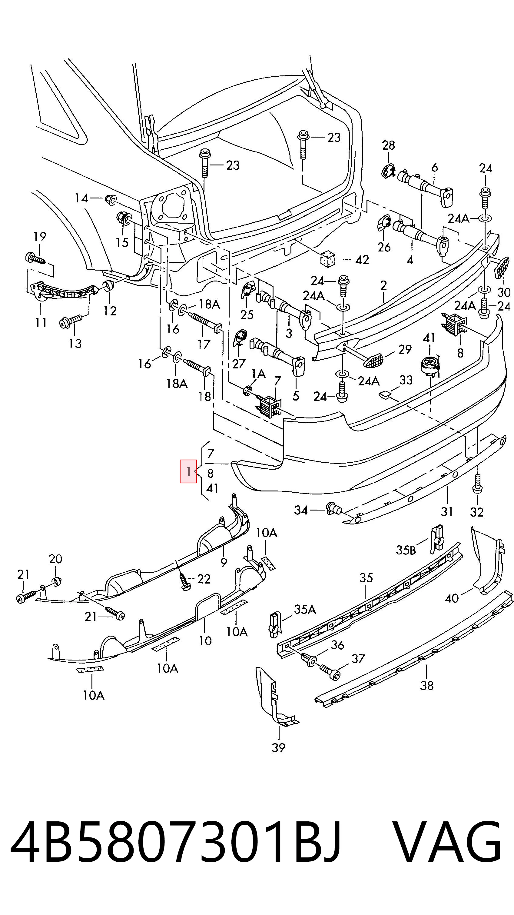 Задний бампер на Audi A6 C5 4B2, 4B4